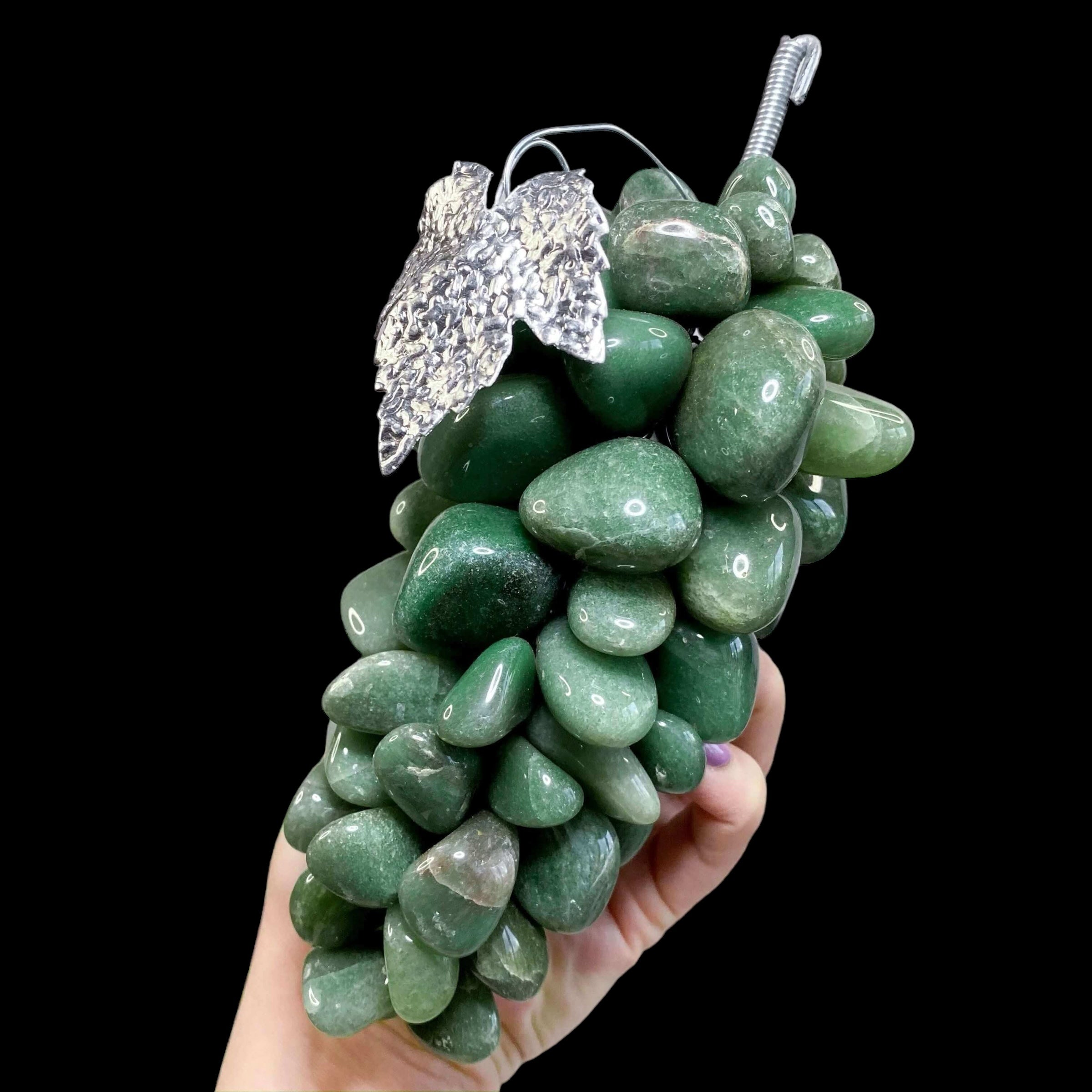 Green Aventurine Bunch of Grapes for Prosperity and Emotional Healing Mooncat Crystals