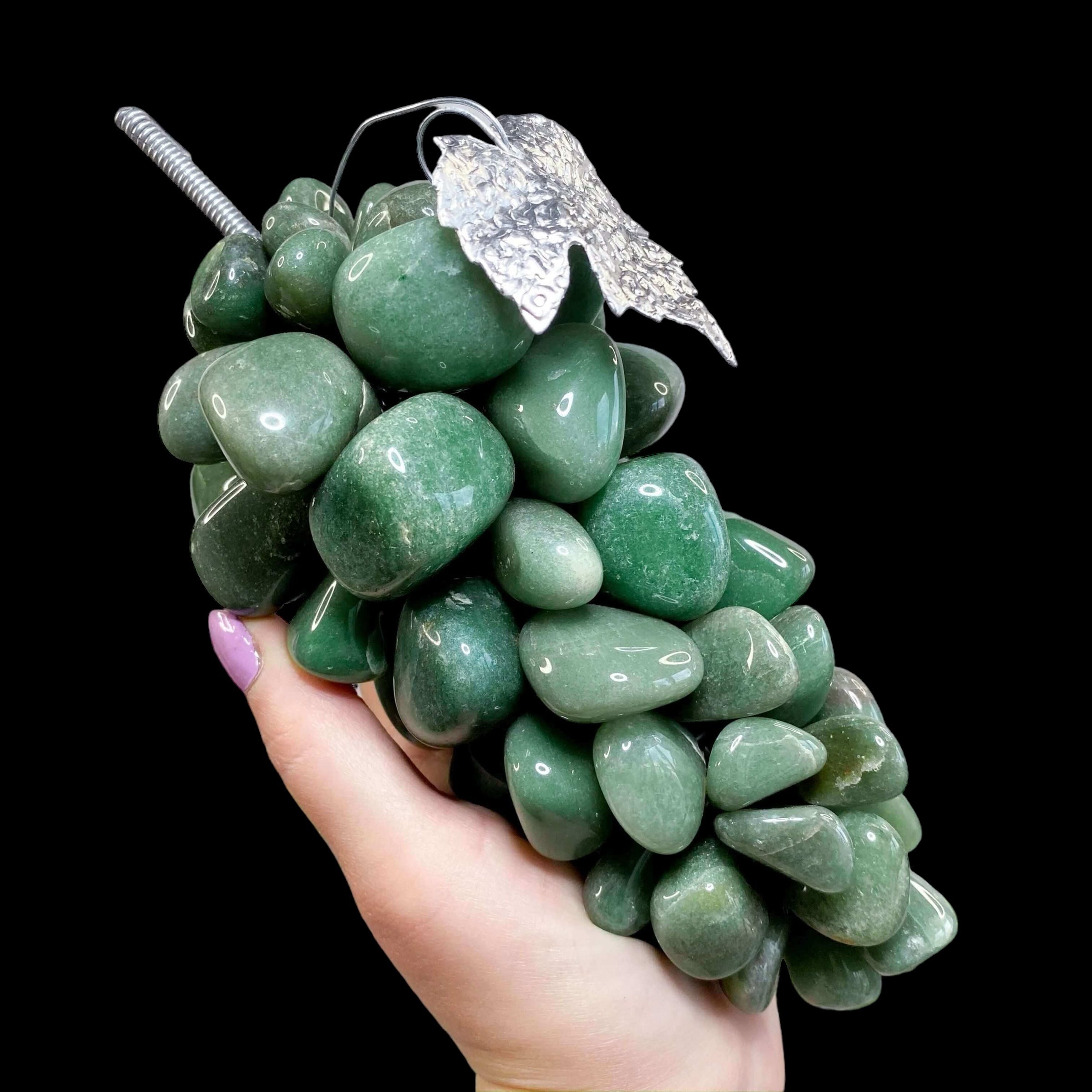 Green Aventurine Bunch of Grapes for Prosperity and Emotional Healing Mooncat Crystals