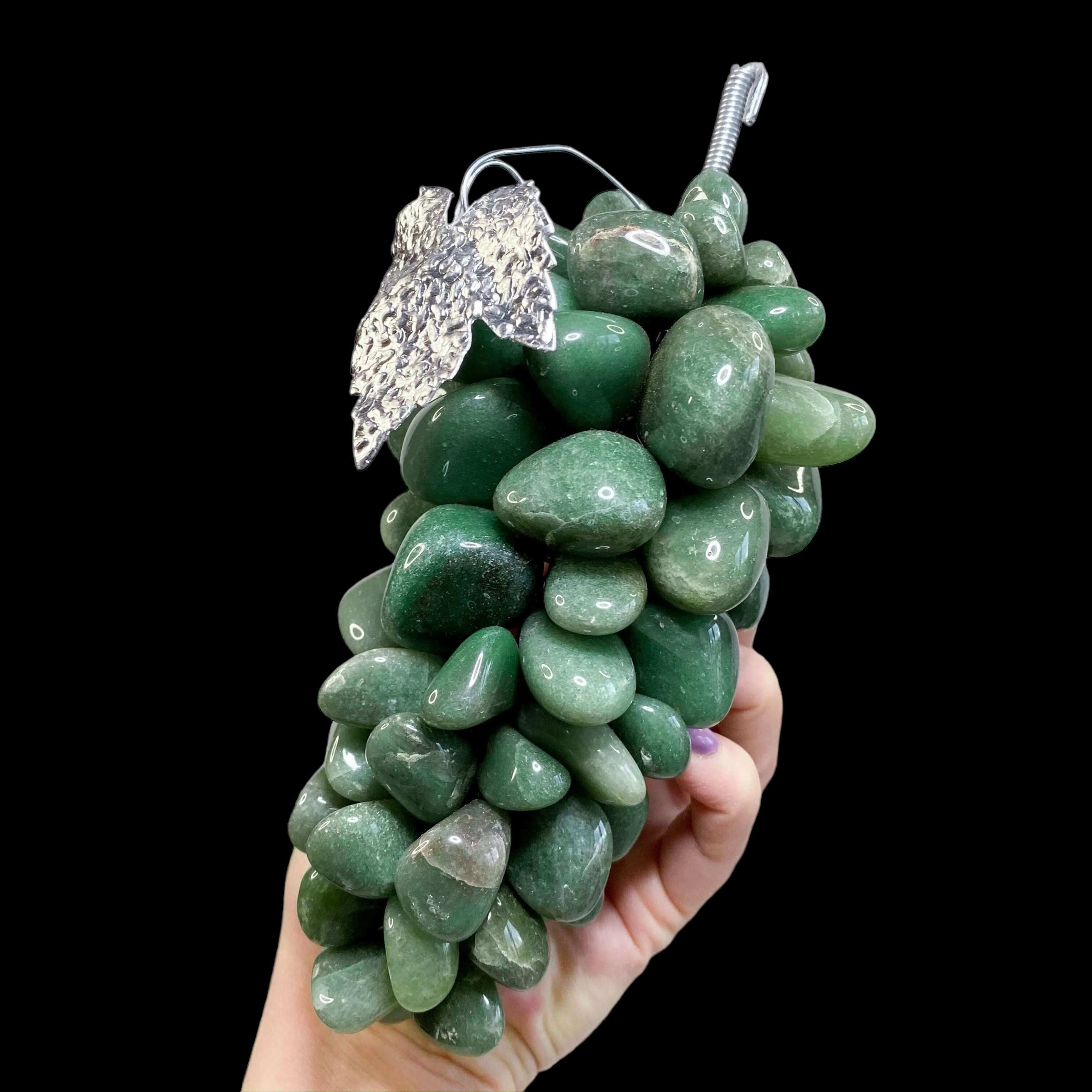 Green Aventurine Bunch of Grapes for Prosperity and Emotional Healing Mooncat Crystals