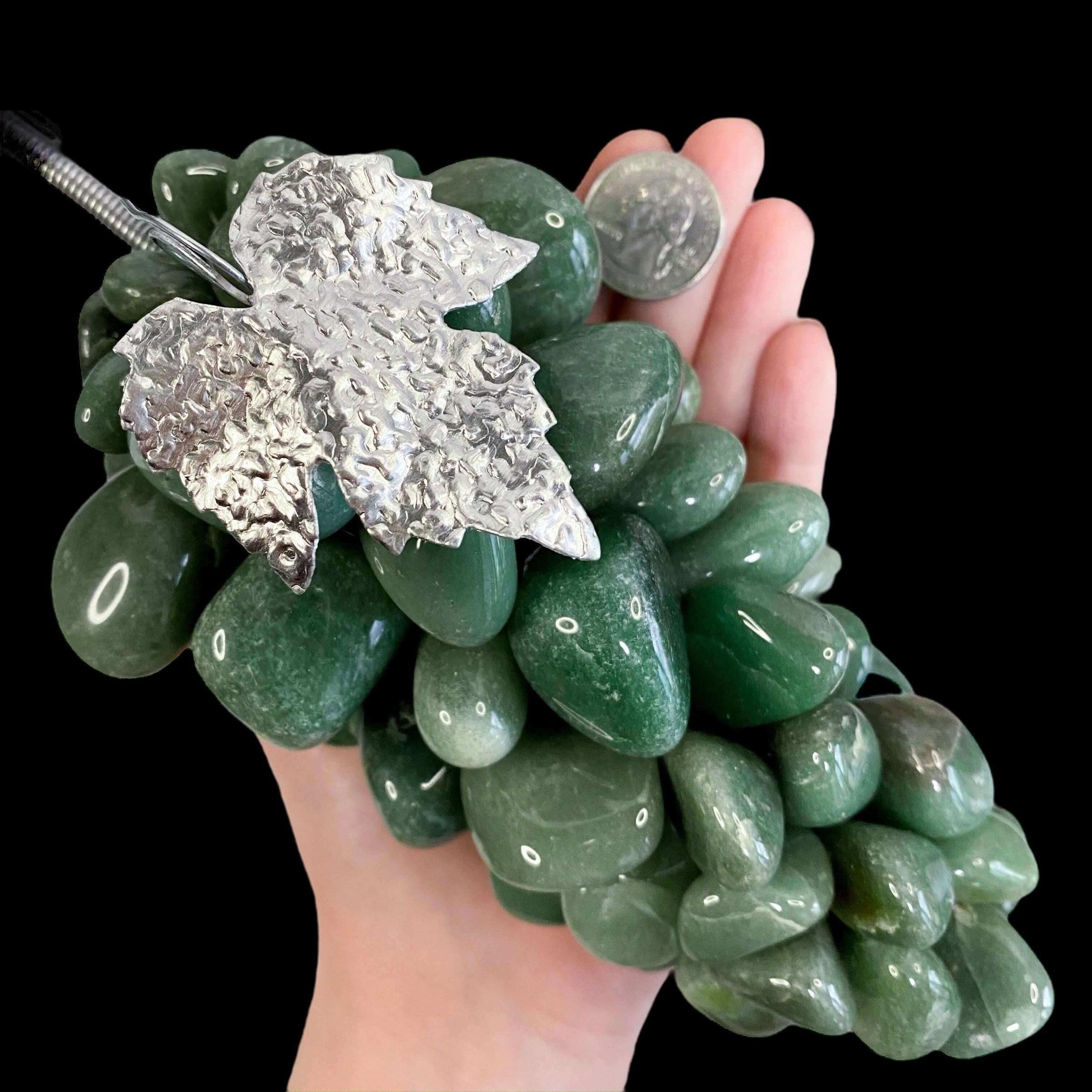 Green Aventurine Bunch of Grapes for Prosperity and Emotional Healing Mooncat Crystals