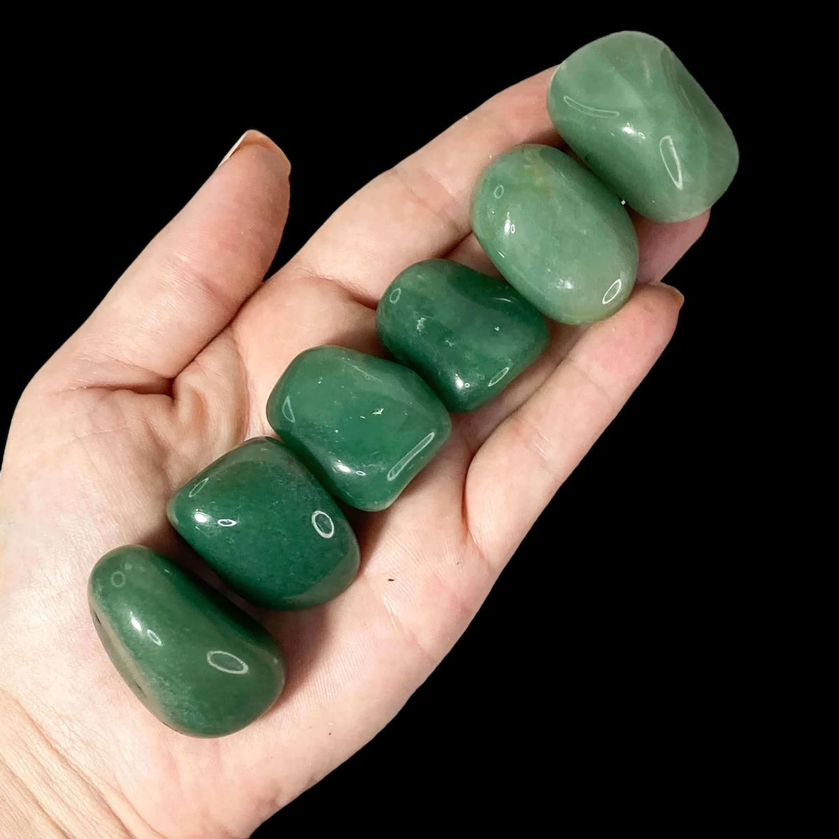 Green Aventurine Tumbles for Prosperity and Emotional Healing | Set of 2 Mooncat Crystals