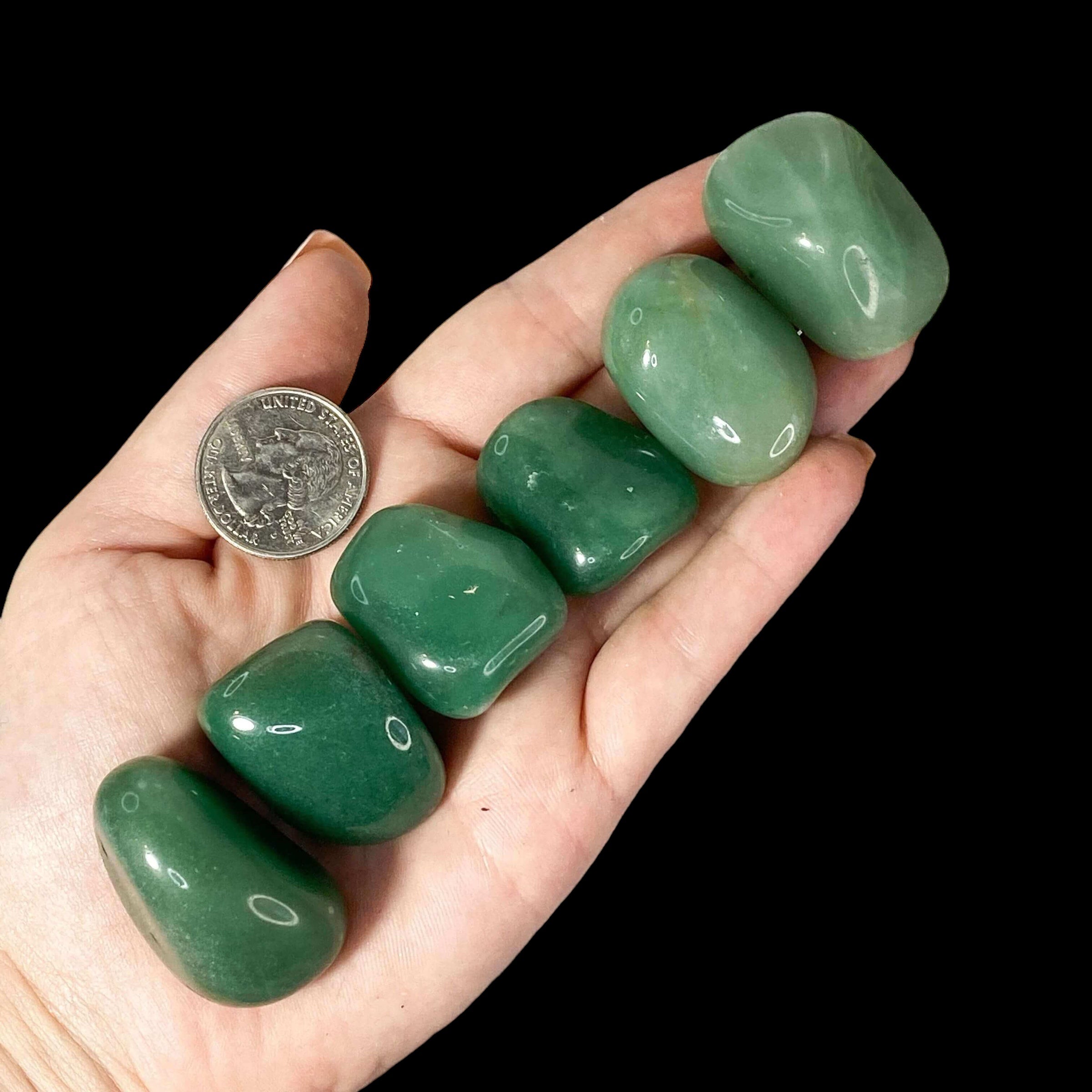 Green Aventurine Tumbles for Prosperity and Emotional Healing | Set of 2 Mooncat Crystals