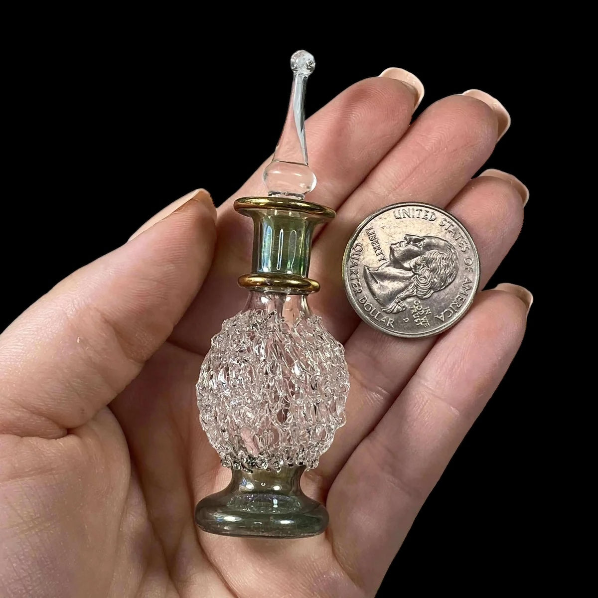 Hand-Painted Egyptian Glass Perfume Bottle | Stock C Mooncat Crystals