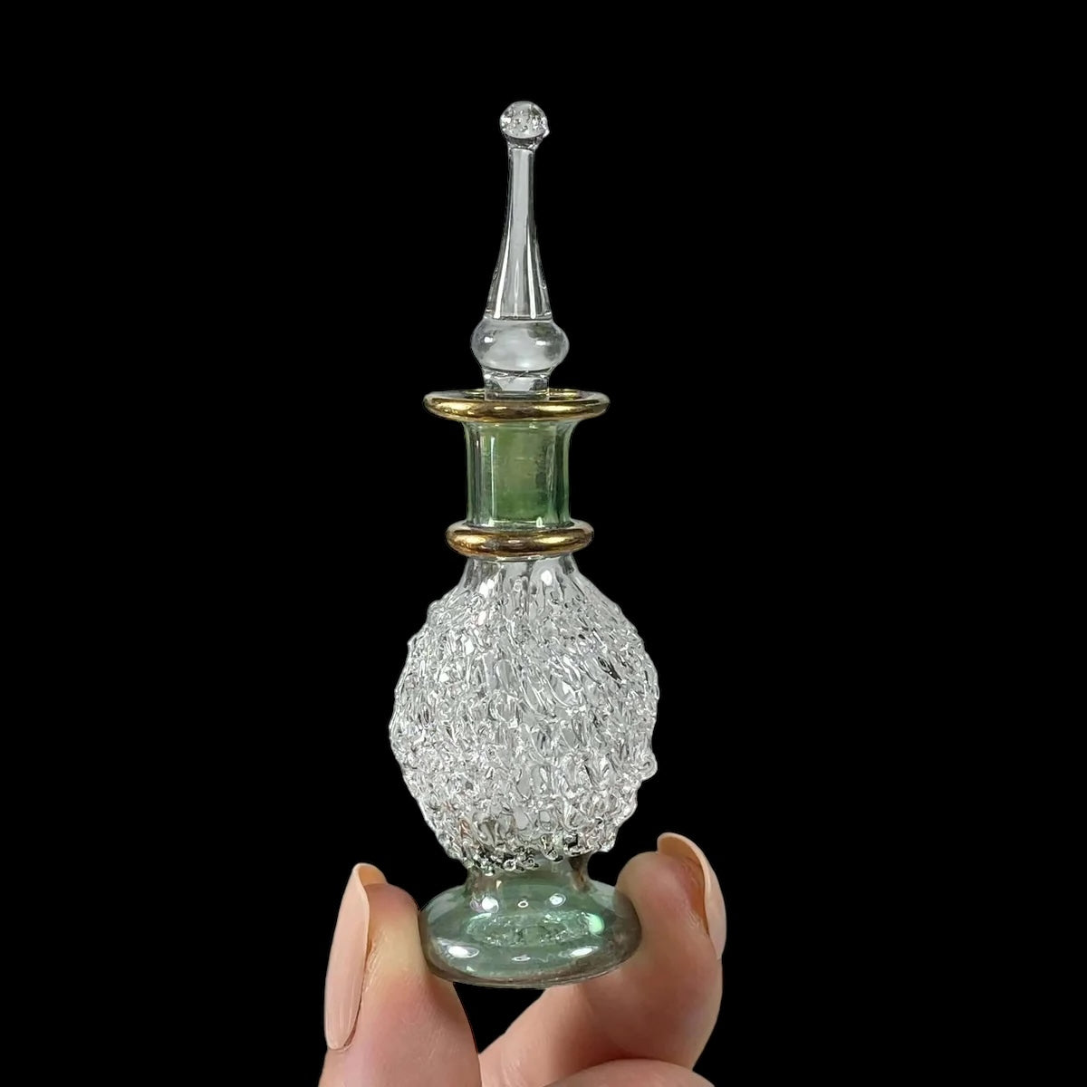 Hand-Painted Egyptian Glass Perfume Bottle | Stock C Mooncat Crystals