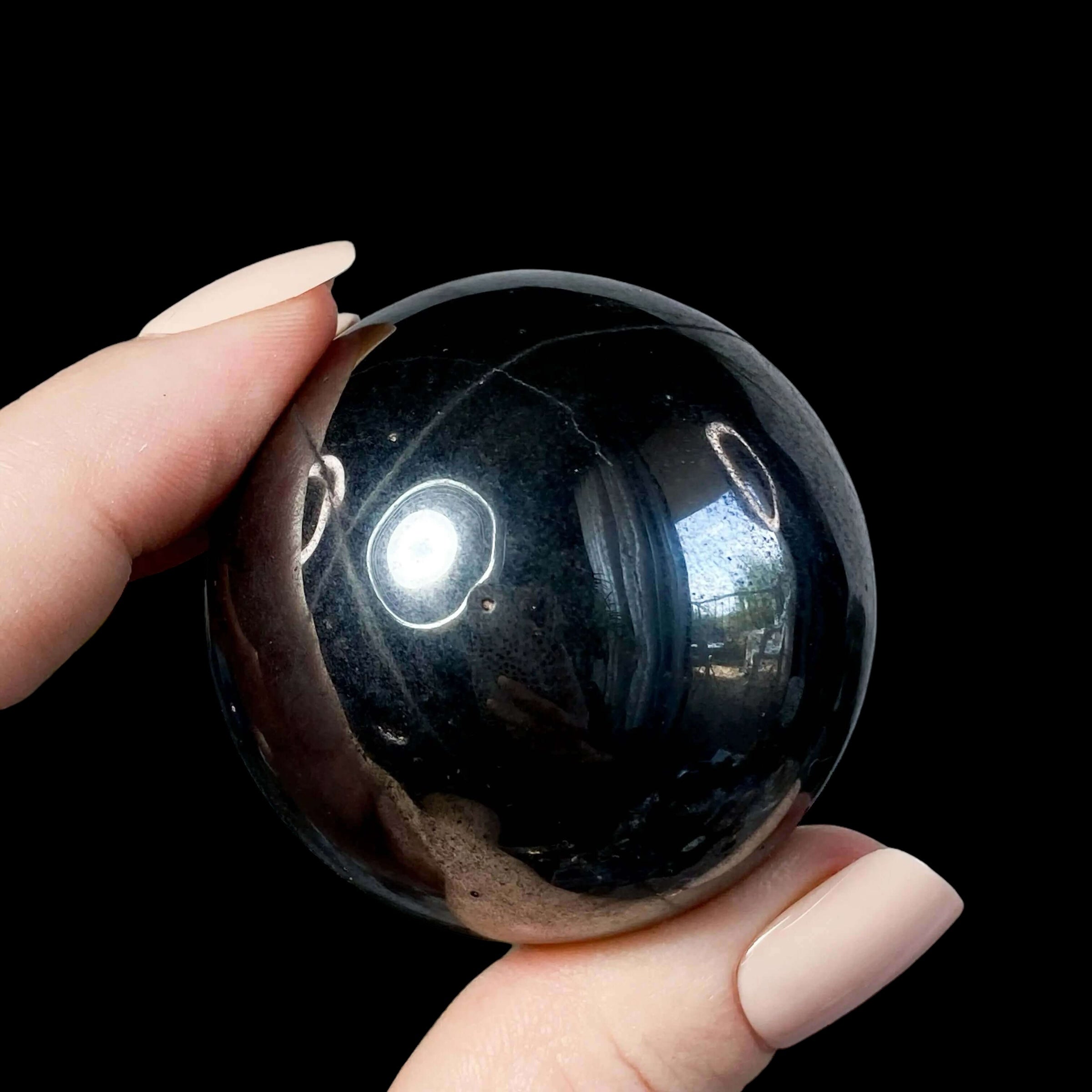 Hematite Sphere for Grounding and Protection Mooncat Crystals