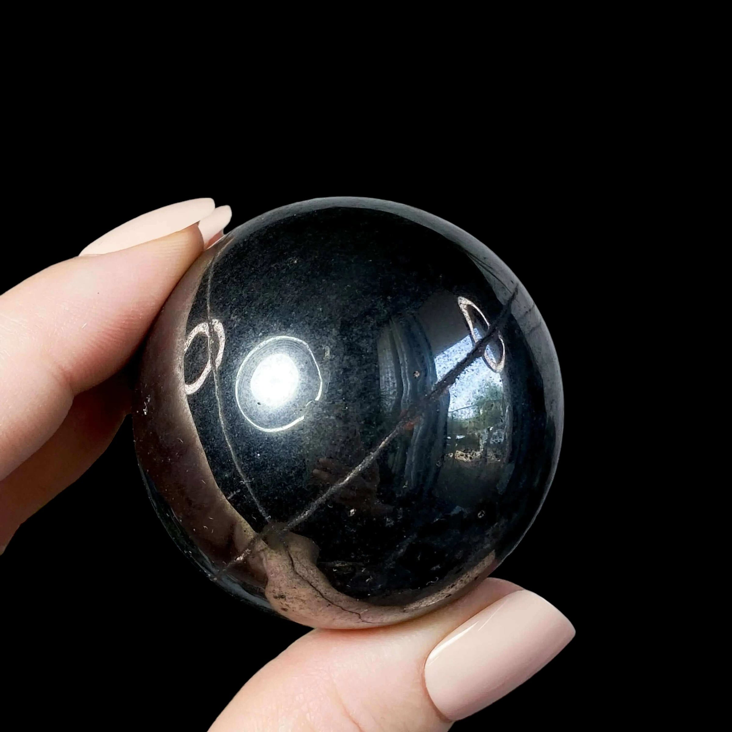 Hematite Sphere for Grounding and Protection Mooncat Crystals