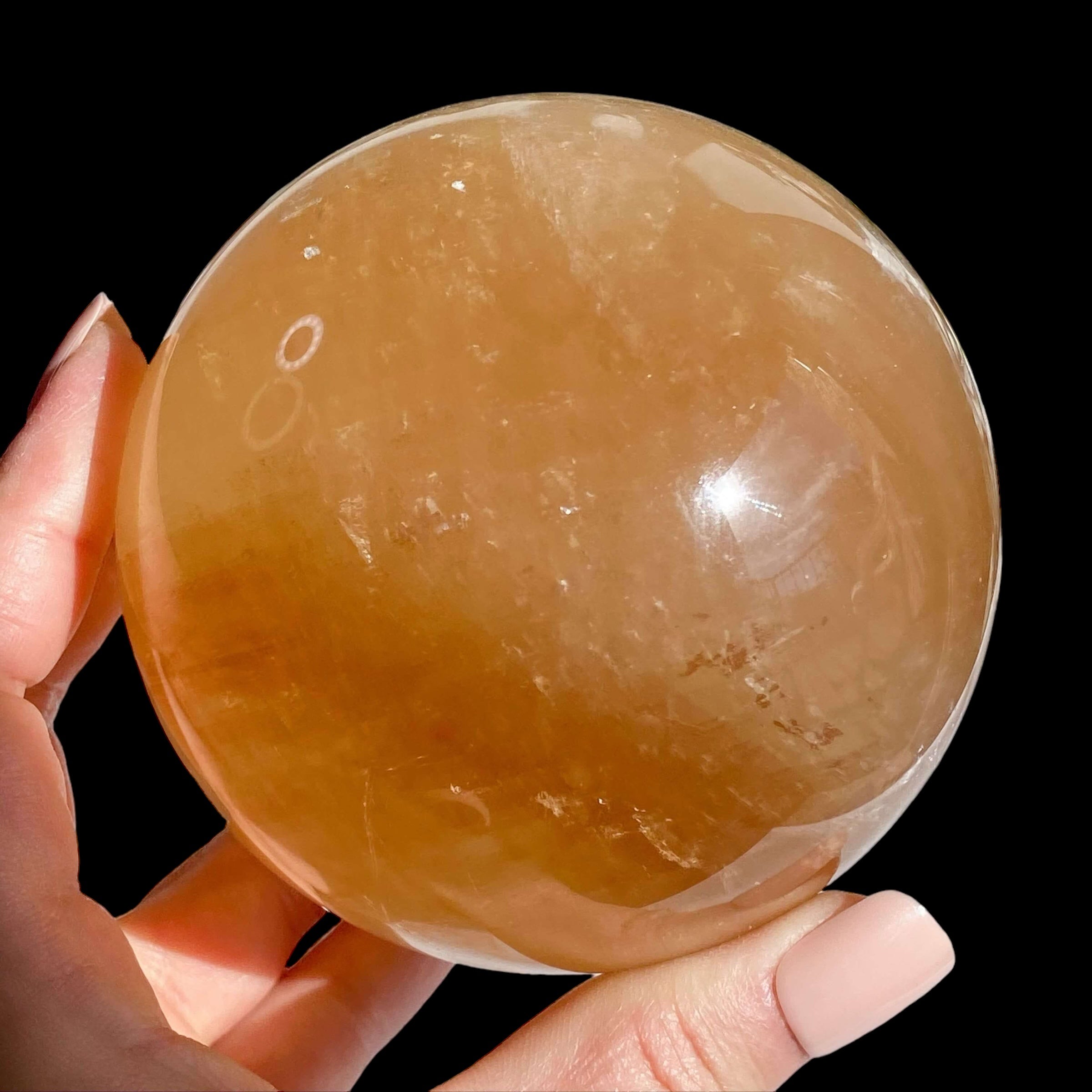 Honey Calcite Sphere for Confidence and Clarity | Stock A Mooncat Crystals