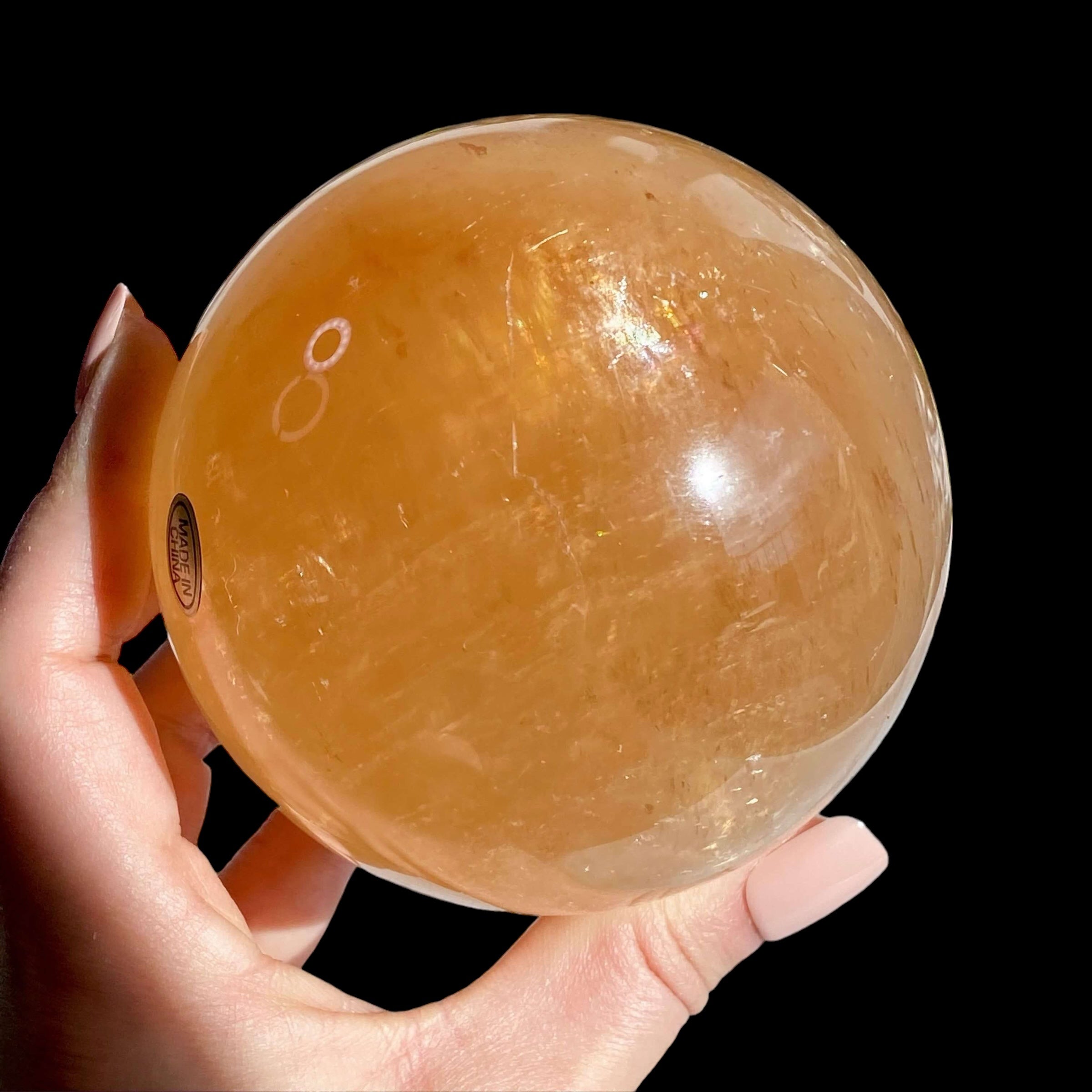 Honey Calcite Sphere for Confidence and Clarity | Stock A Mooncat Crystals