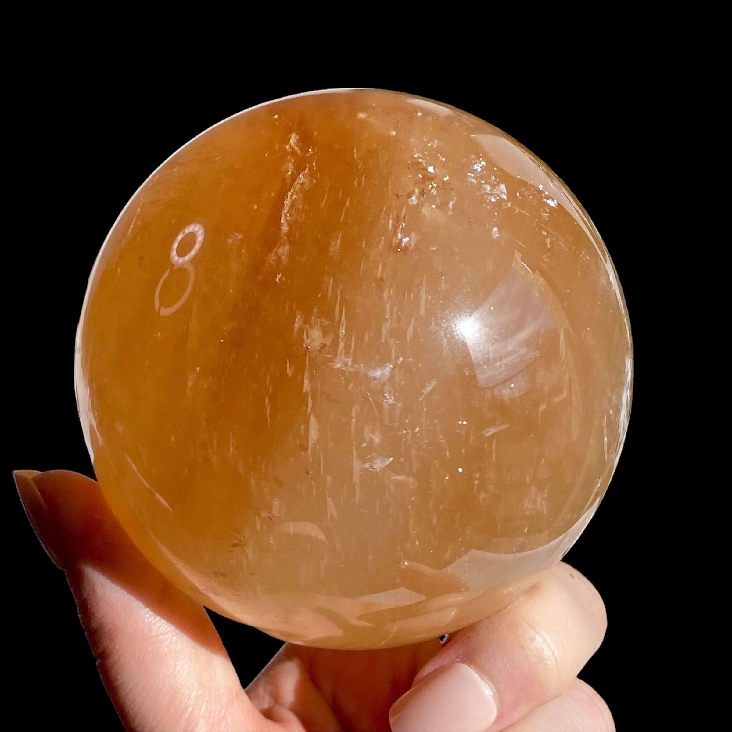 Honey Calcite Sphere for Confidence and Clarity | Stock A Mooncat Crystals