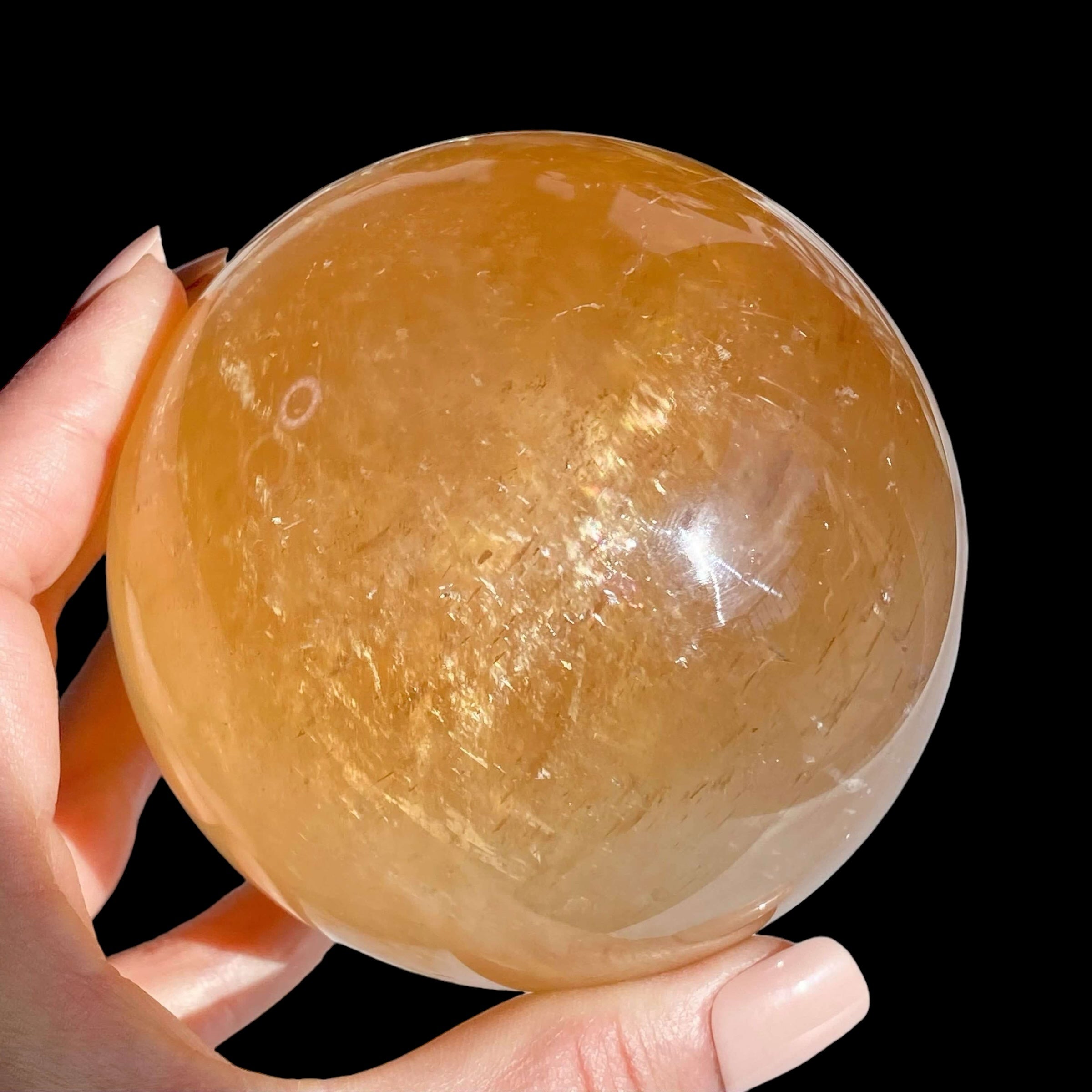 Honey Calcite Sphere for Confidence and Clarity | Stock A Mooncat Crystals