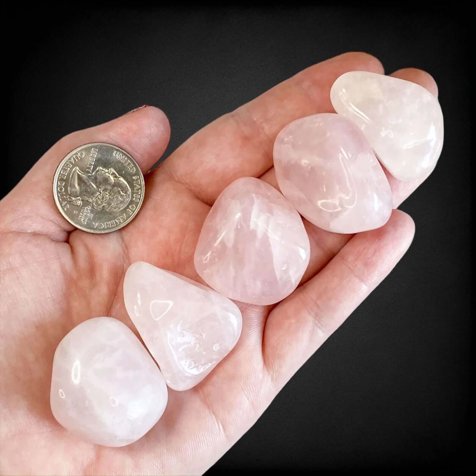 LOVE-ATTRACTING:: Large Rose Quartz Tumbles (Brazil) | Set of 2