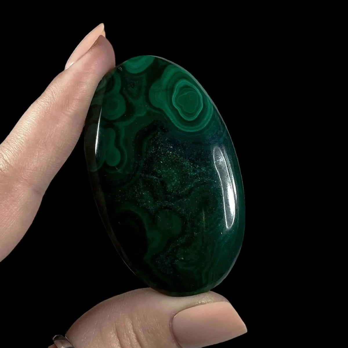 Malachite Palm Stone for Transformation and Confidence | Stock A Mooncat Crystals