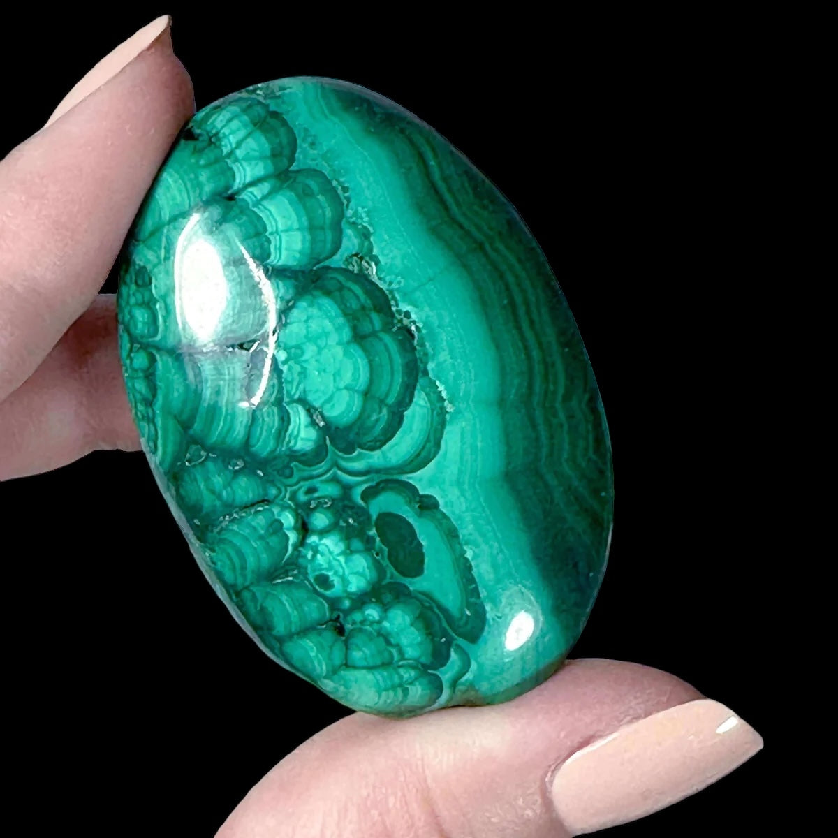 Malachite Palm Stone for Transformation and Confidence | Stock R Mooncat Crystals