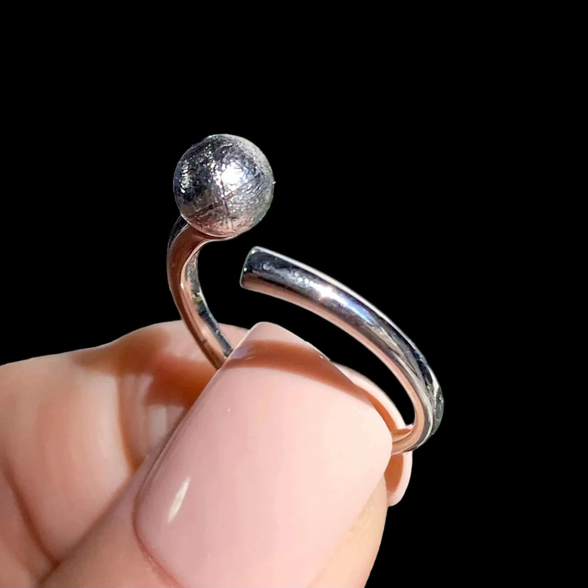 Meteorite Ring for Strength and Cosmic Connection | Adjustable Mooncat Crystals