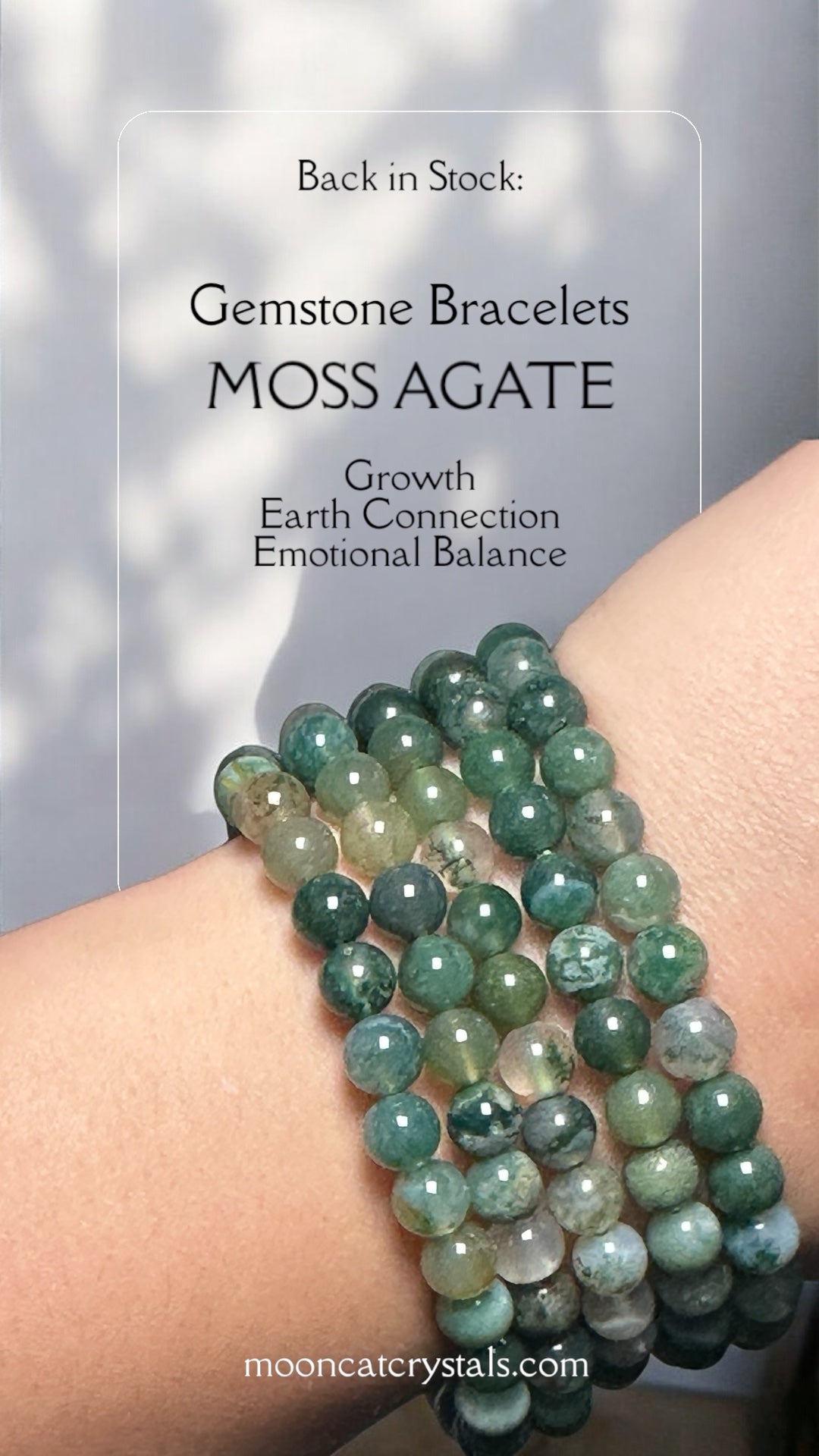 Moss Agate Bracelet for Grounding and Earth Connection Mooncat Crystals