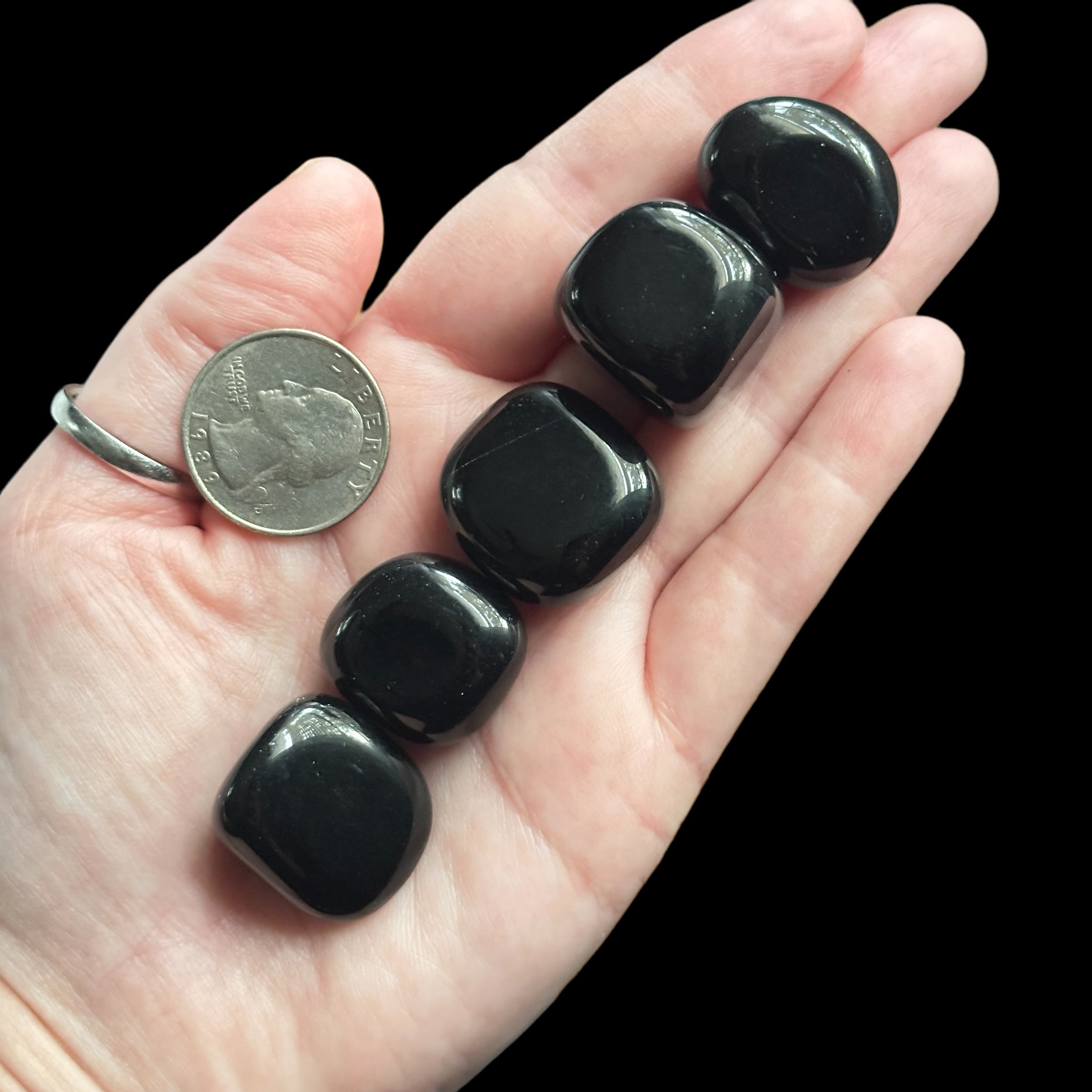 Obsidian Tumbles for Protection and Grounding | Set of 2 Mooncat Crystals