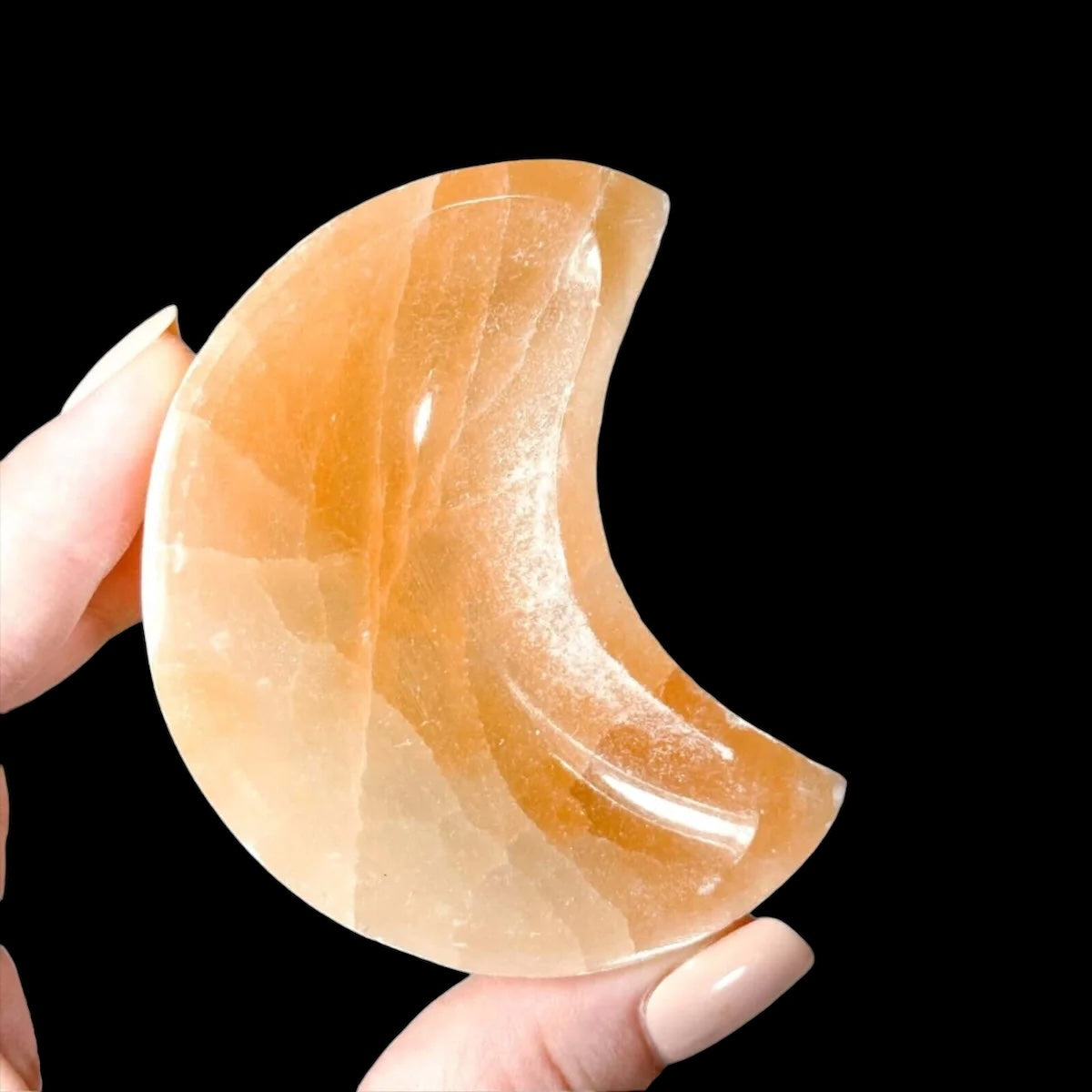 CLEANSING:: Orange Selenite Crescent Moon Dish