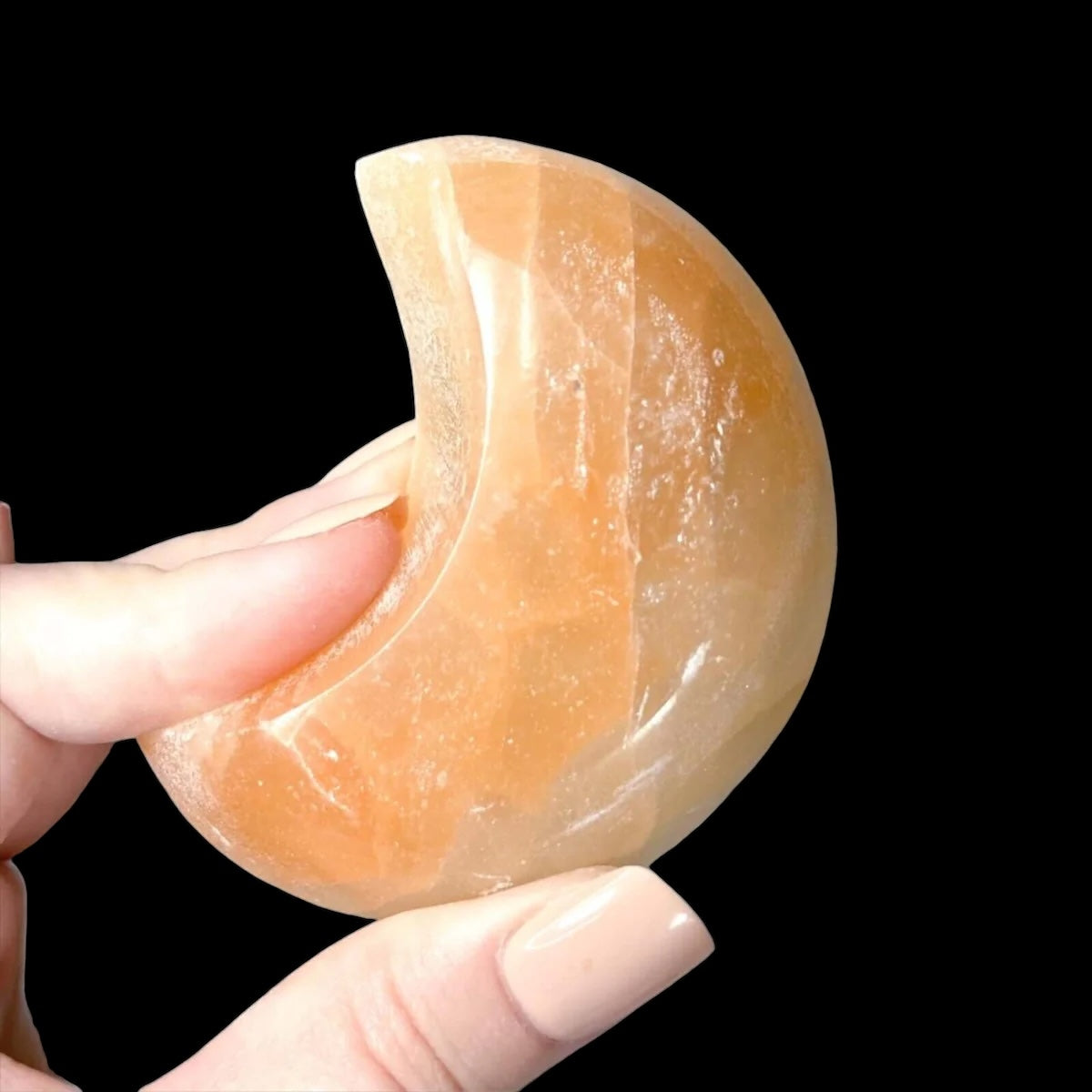 Orange Selenite Crescent Moon Dish for Cleansing and Clarity Mooncat Crystals