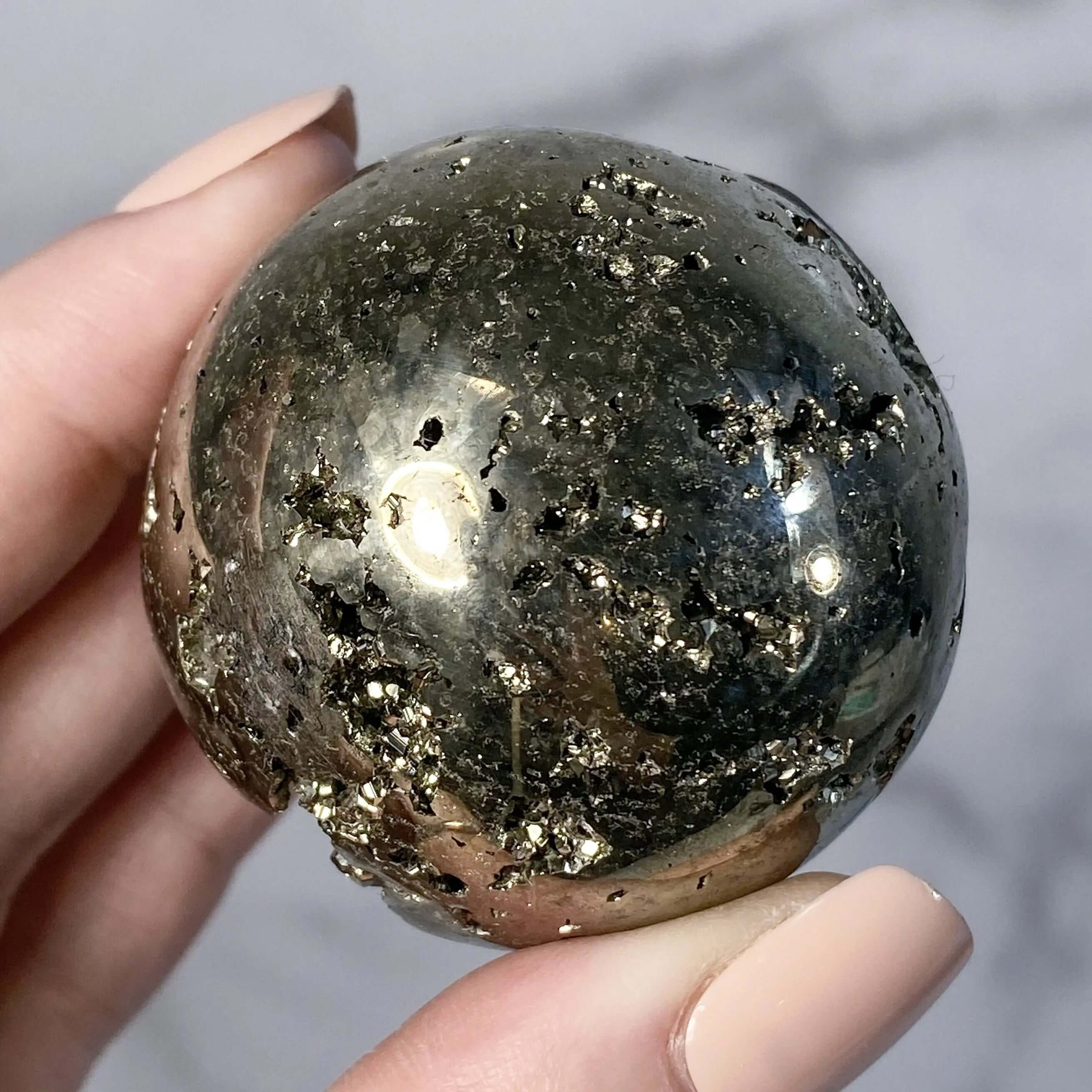 Peruvian Pyrite Sphere | Stock Y Mooncat Crystals
