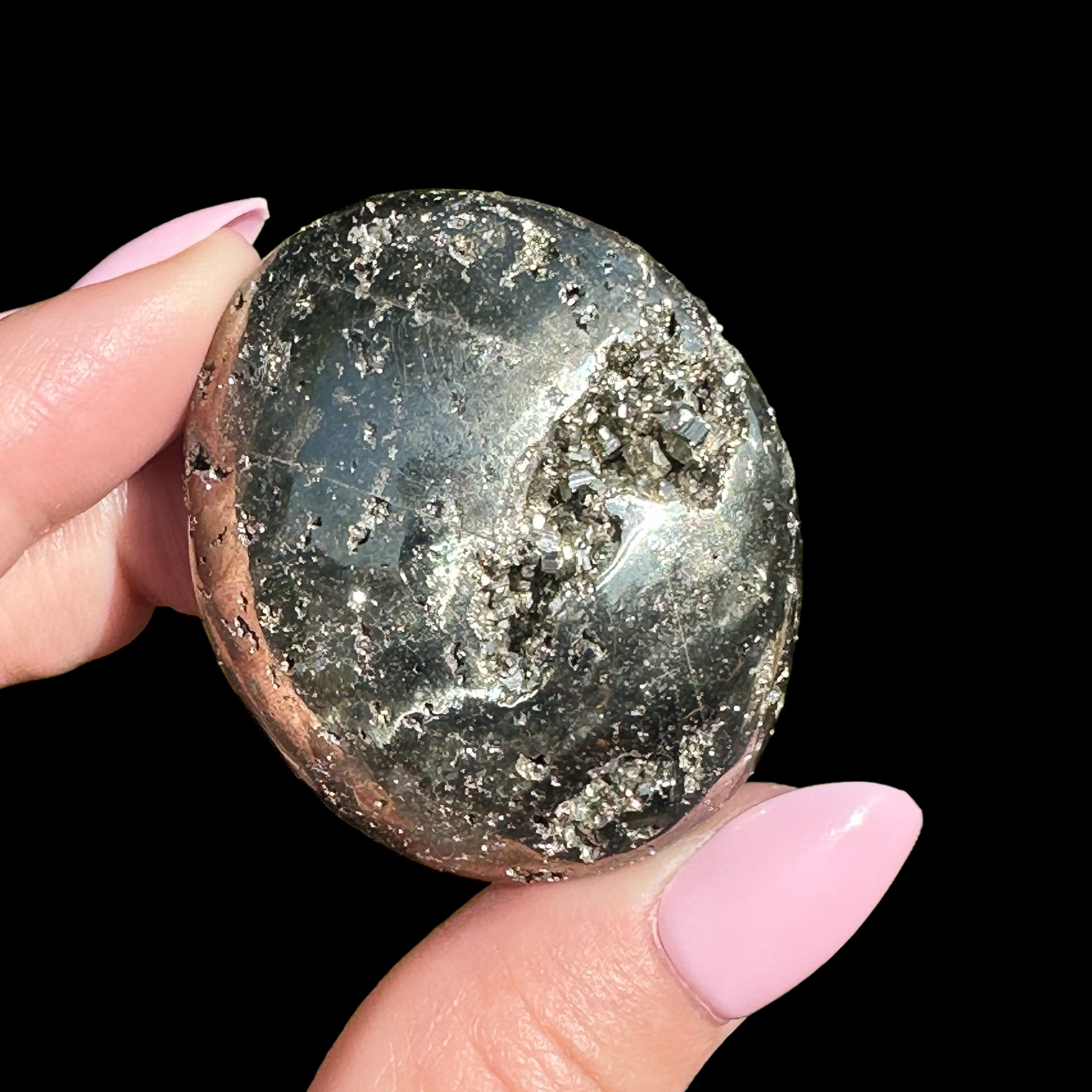 Pyrite Palm Stone for Wealth and Confidence | Stock A Mooncat Crystals