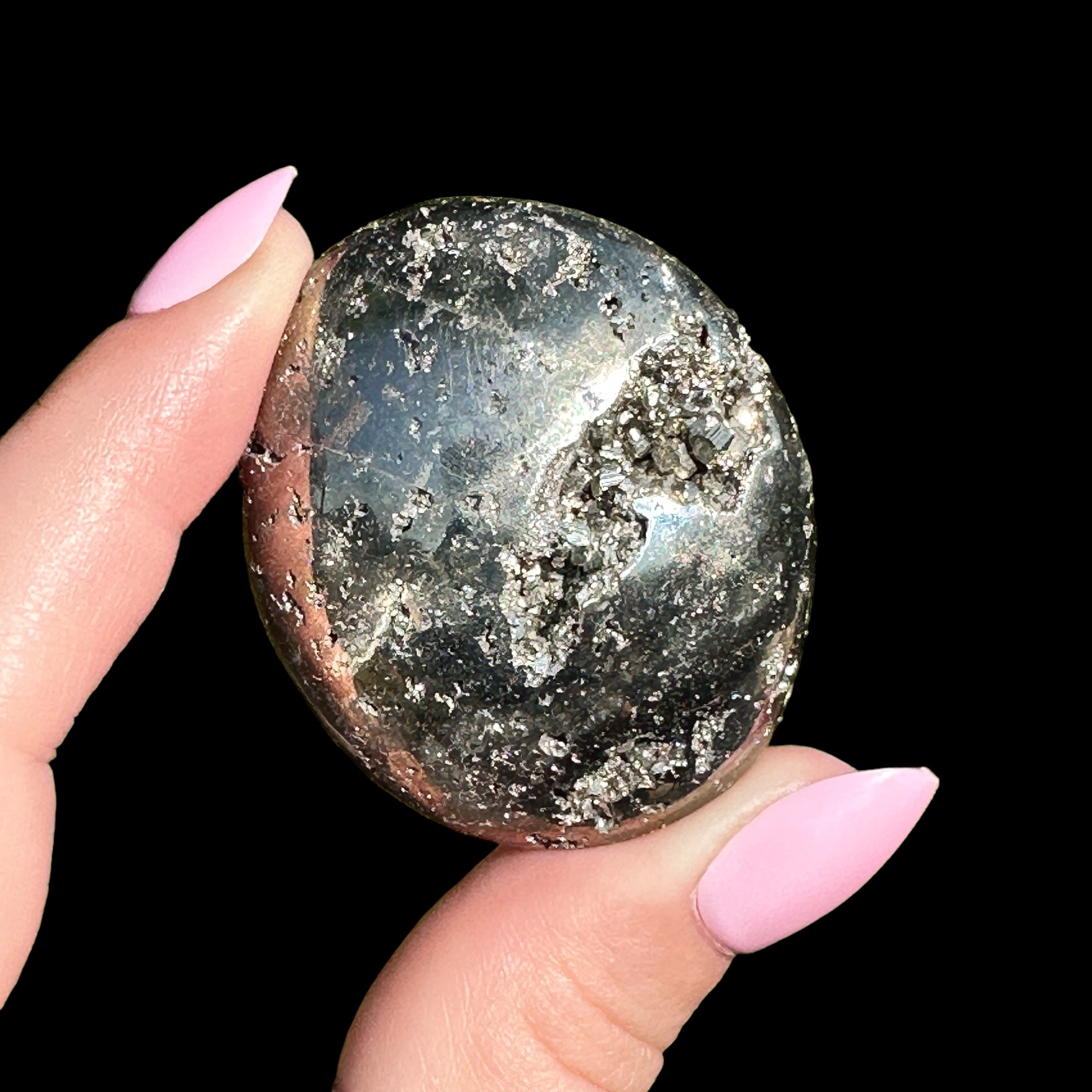 Pyrite Palm Stone for Wealth and Confidence | Stock A Mooncat Crystals