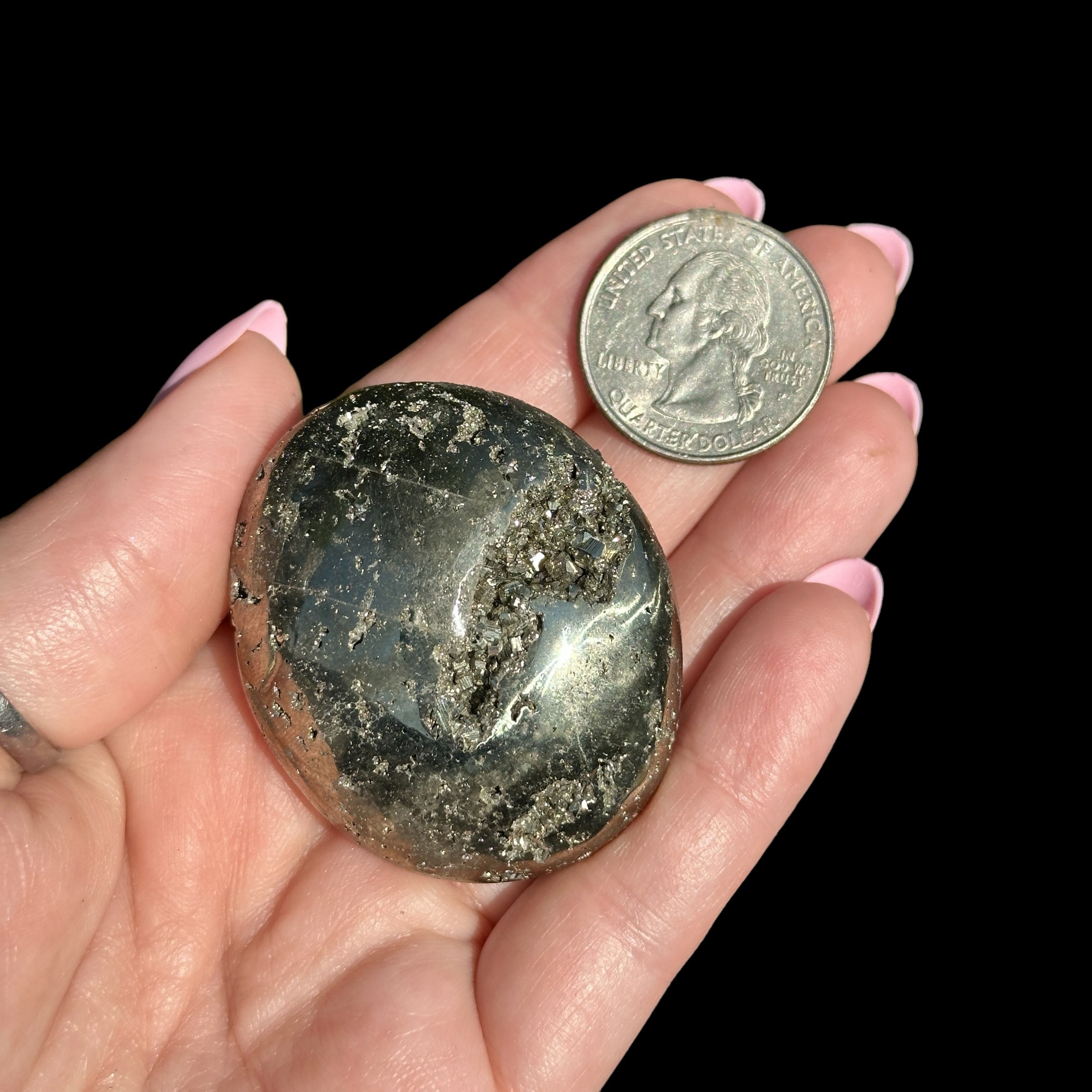 Pyrite Palm Stone for Wealth and Confidence | Stock A Mooncat Crystals