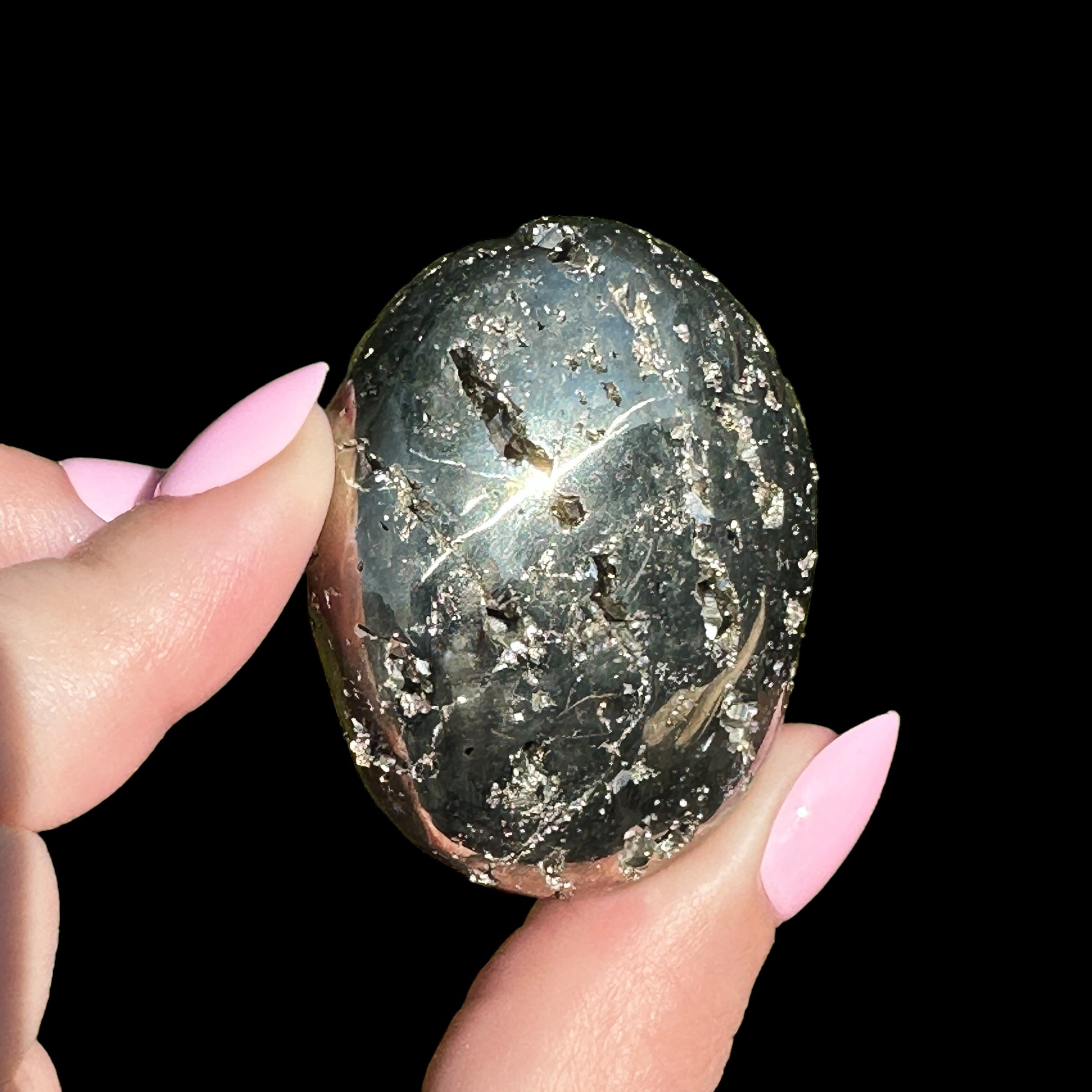 Pyrite Palm Stone for Wealth and Confidence | Stock B Mooncat Crystals