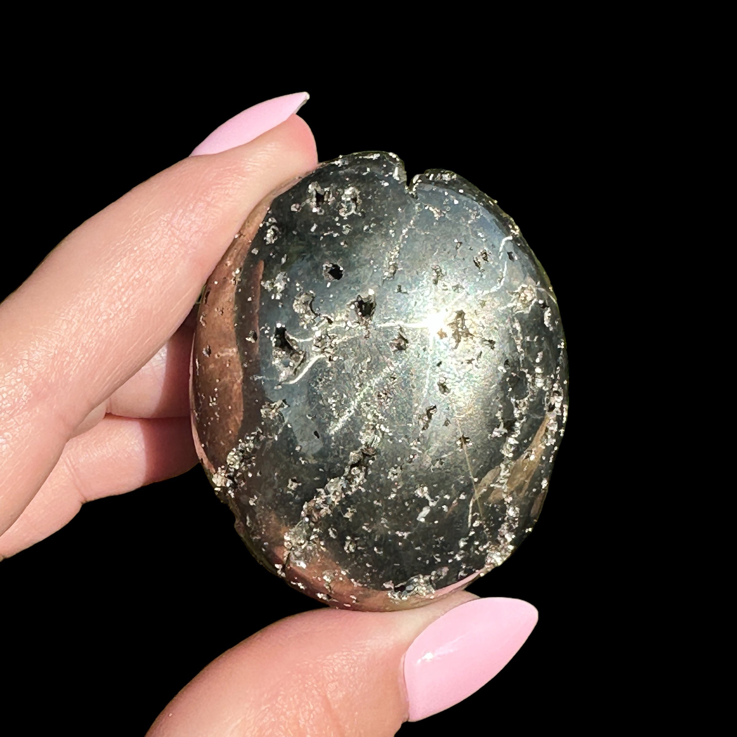 Pyrite Palm Stone for Wealth and Confidence | Stock B Mooncat Crystals