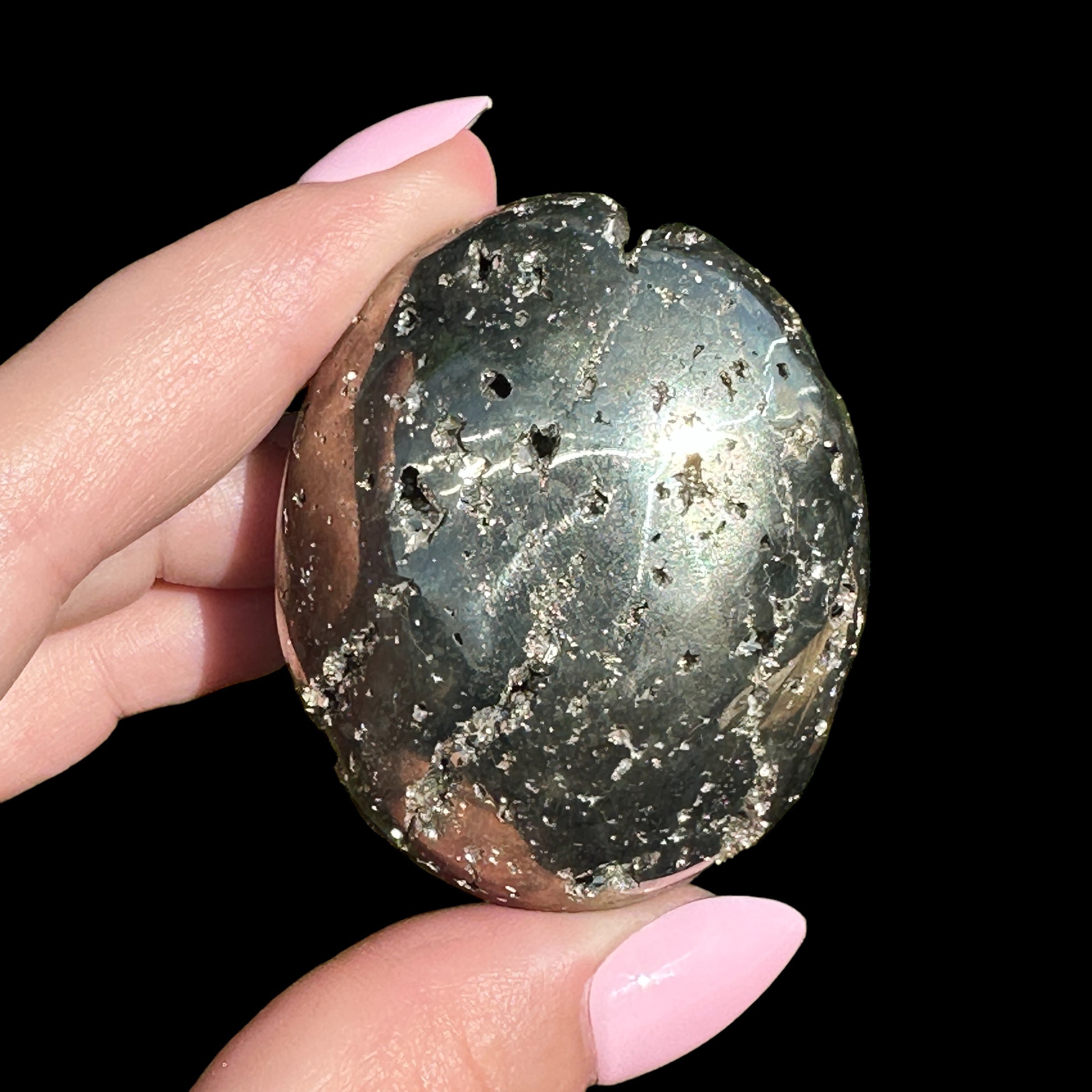 Pyrite Palm Stone for Wealth and Confidence | Stock B Mooncat Crystals