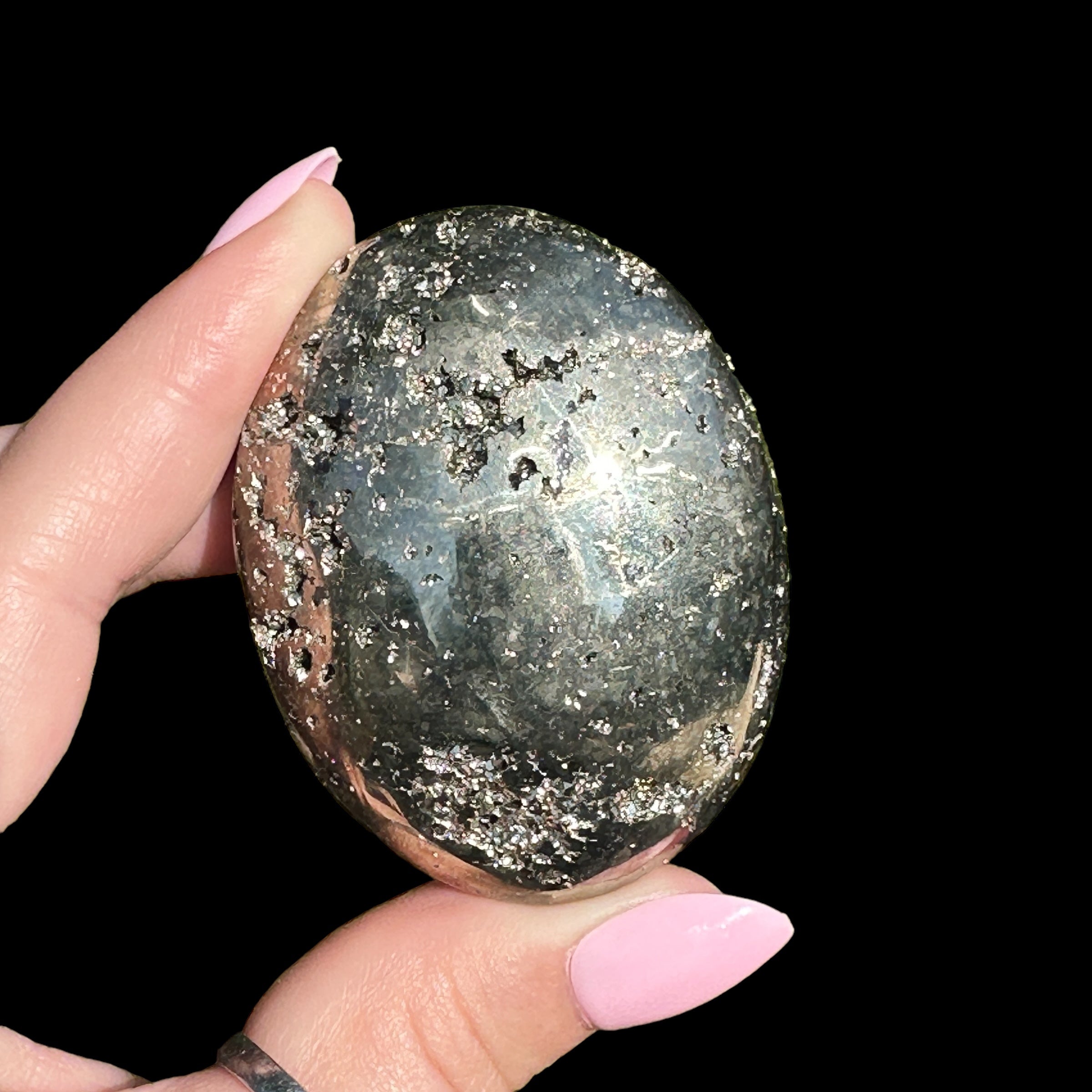 Pyrite Palm Stone for Wealth and Confidence | Stock C Mooncat Crystals