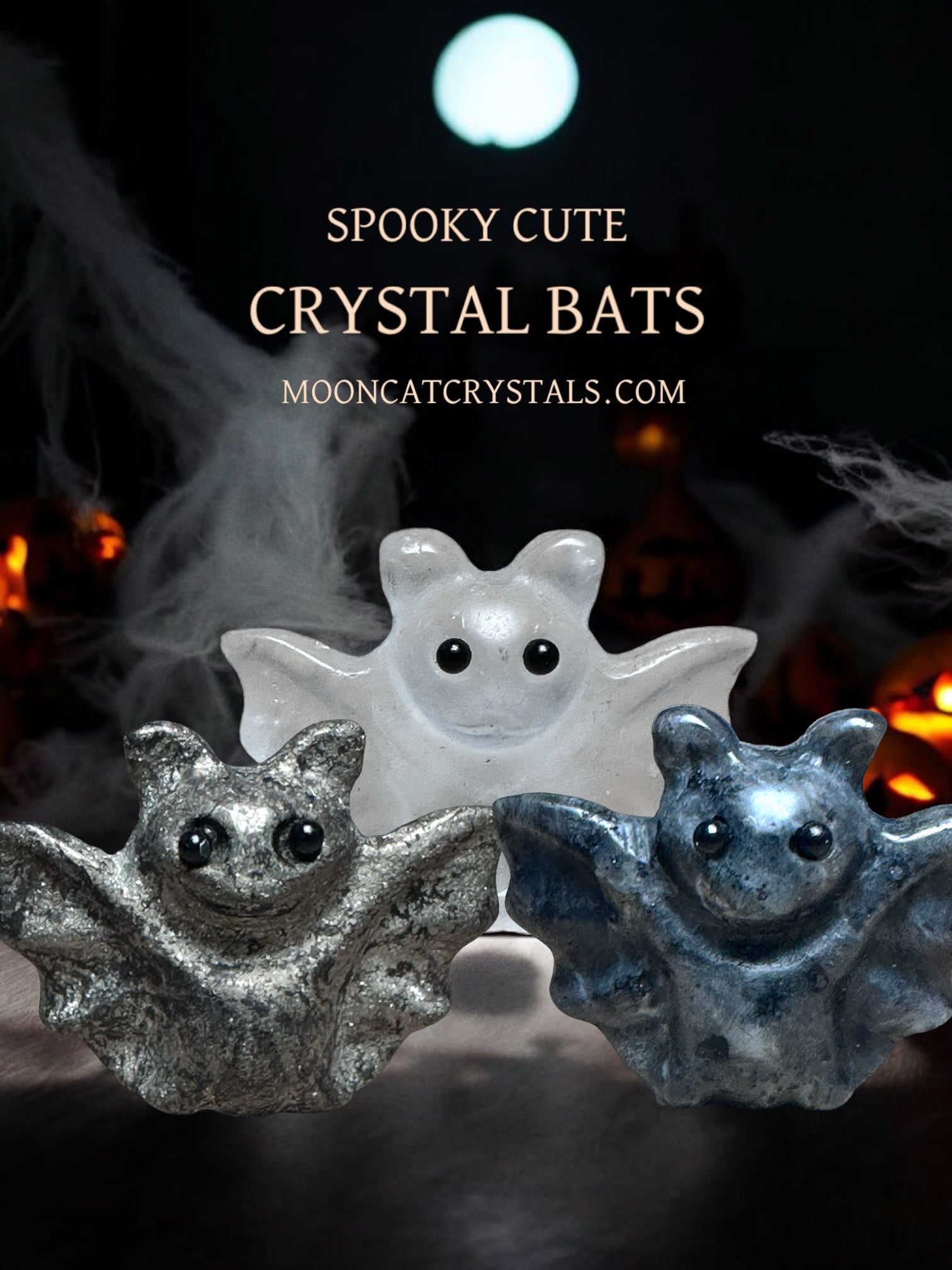 Quartz Bat Halloween Carved Crystal Mooncat Crystals