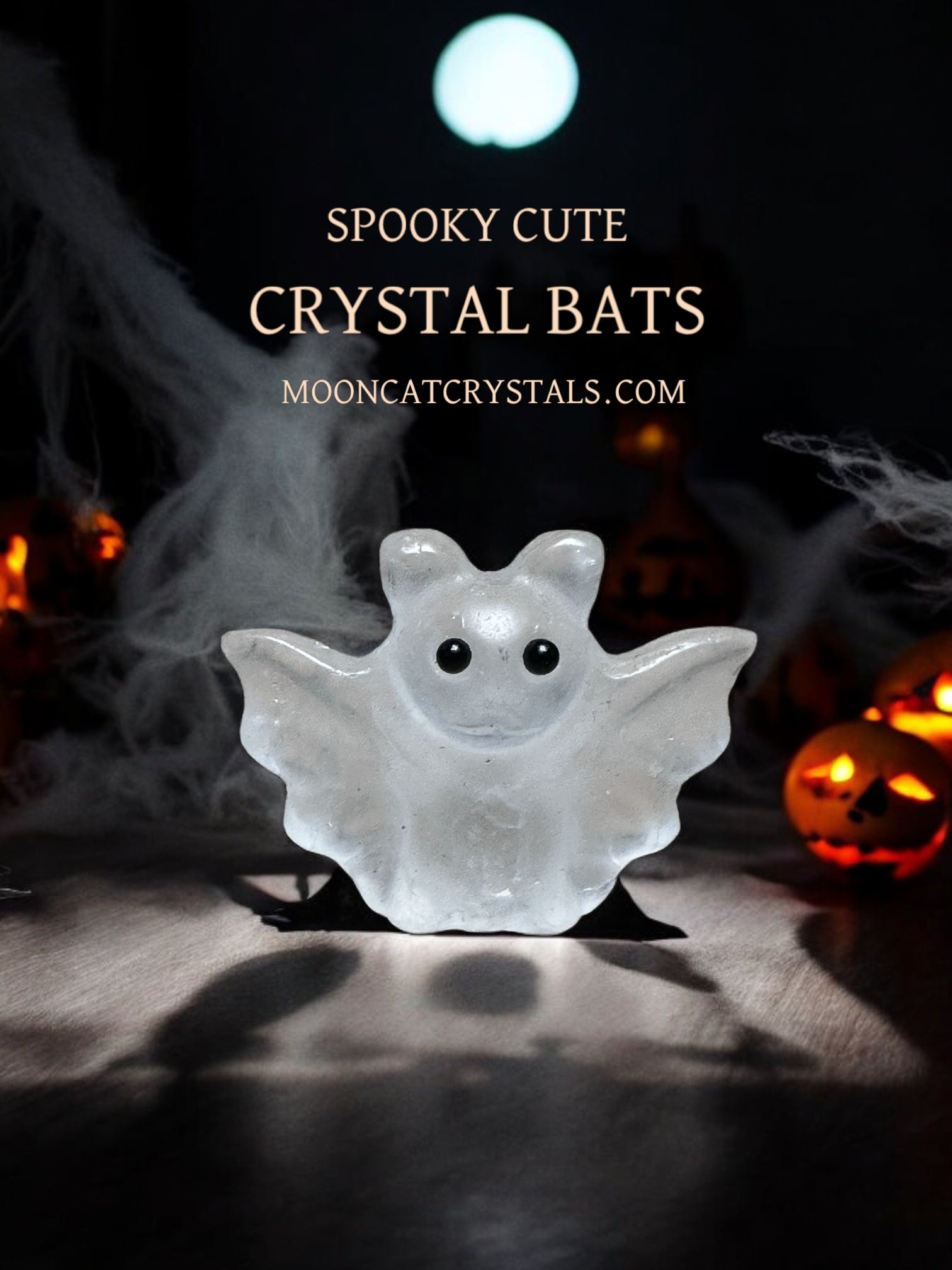 Quartz Bat Halloween Carved Crystal Mooncat Crystals