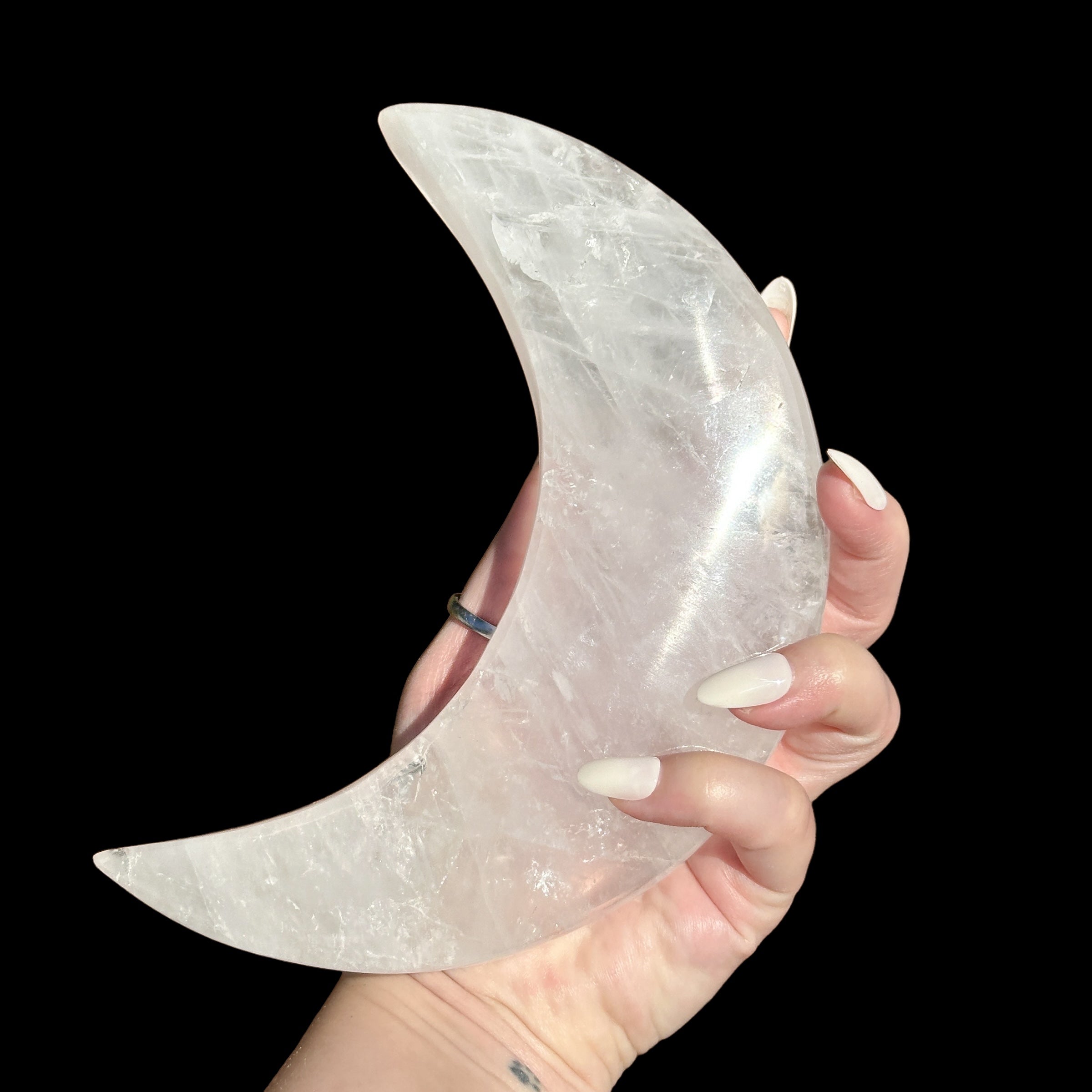 Quartz Crescent Moon for Clarity and Amplification Mooncat Crystals