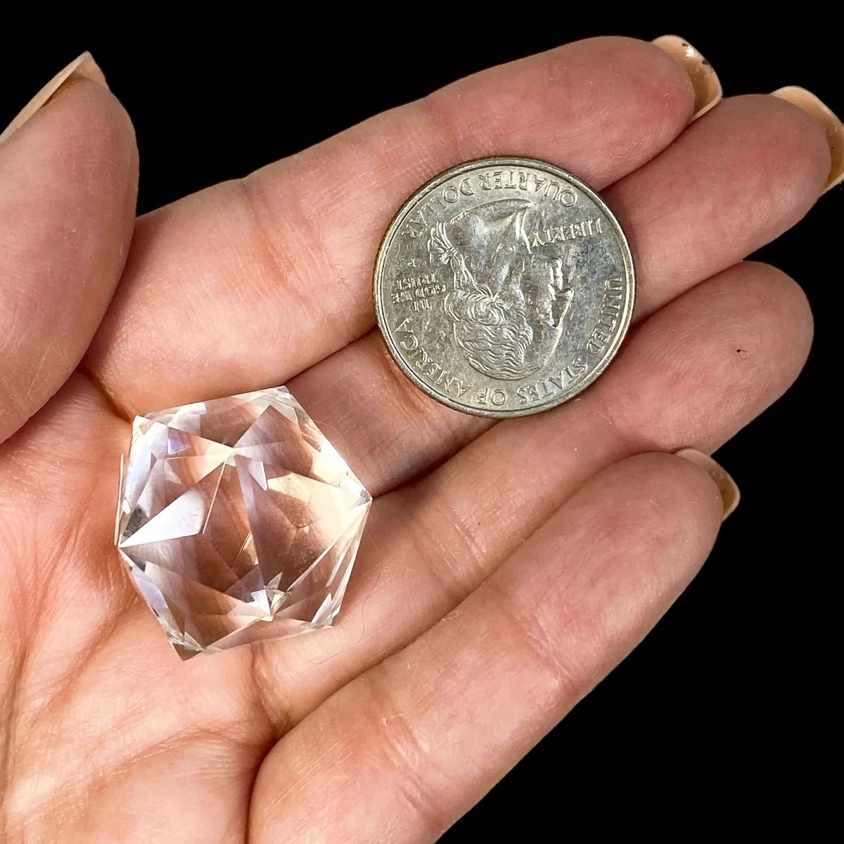 Quartz Faceted Star for Clarity and Amplification Mooncat Crystals