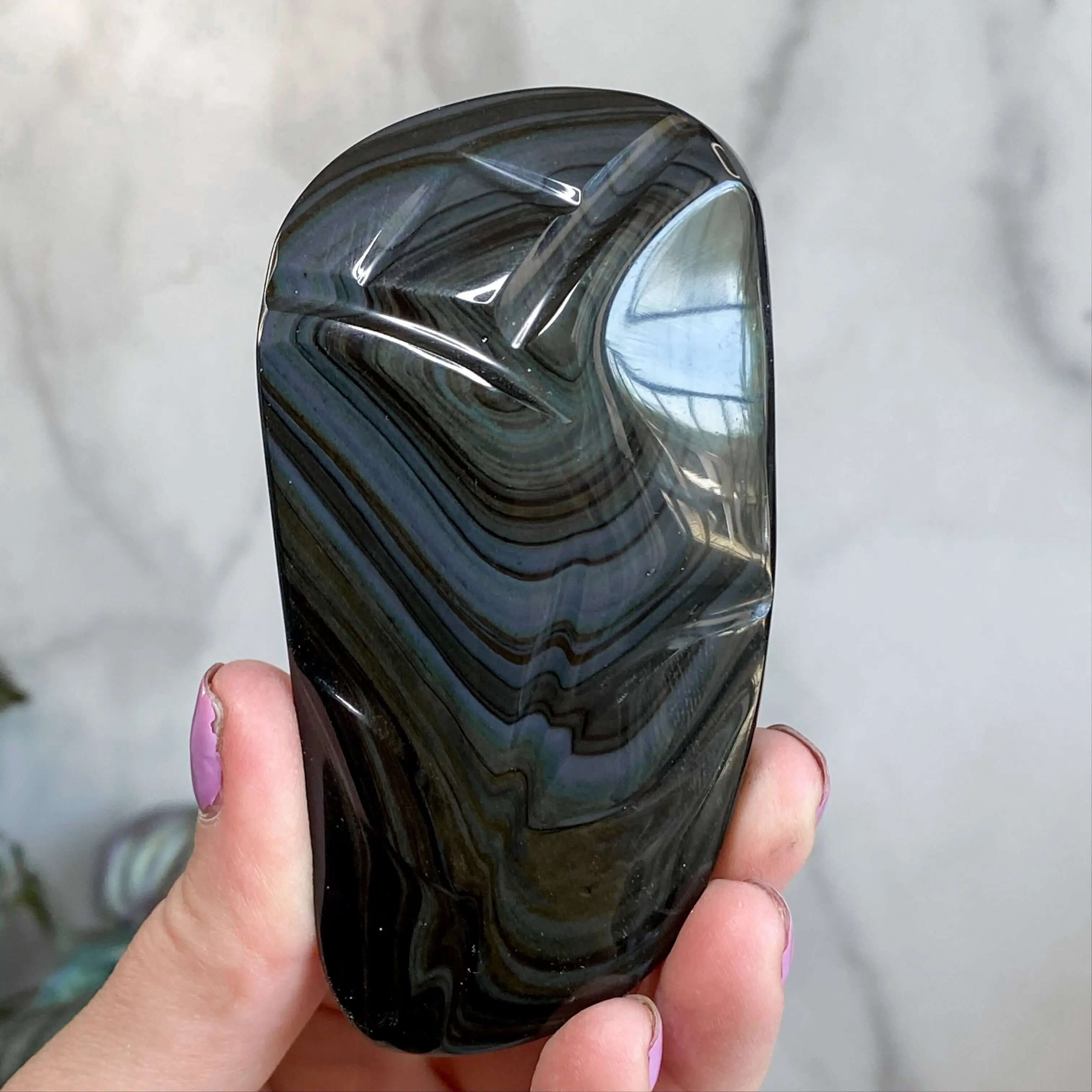 Rainbow Obsidian Carved Tulip | Stock A Mooncat Crystals