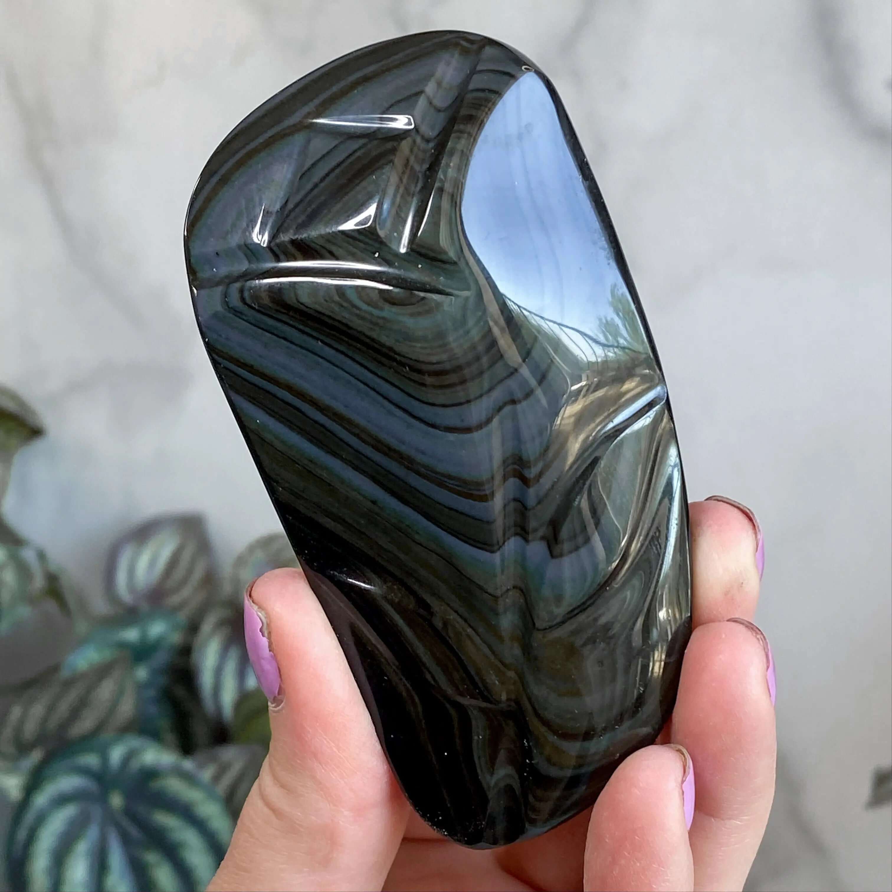 Rainbow Obsidian Carved Tulip | Stock A Mooncat Crystals