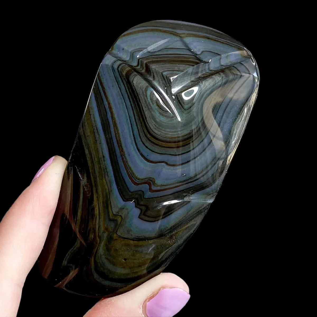 Rainbow Obsidian Carved Tulip for Insight and Transformation Mooncat Crystals