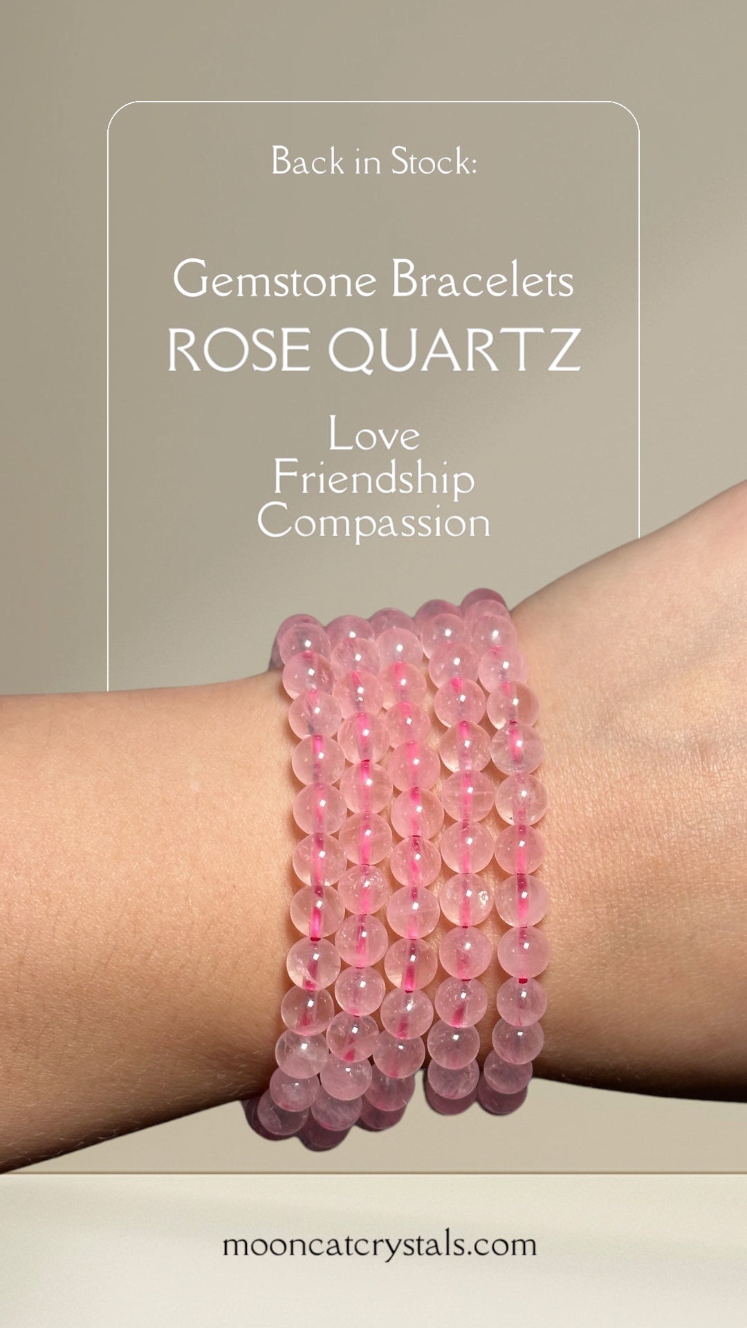 Rose Quartz Bracelet for Unconditional Love Mooncat Crystals