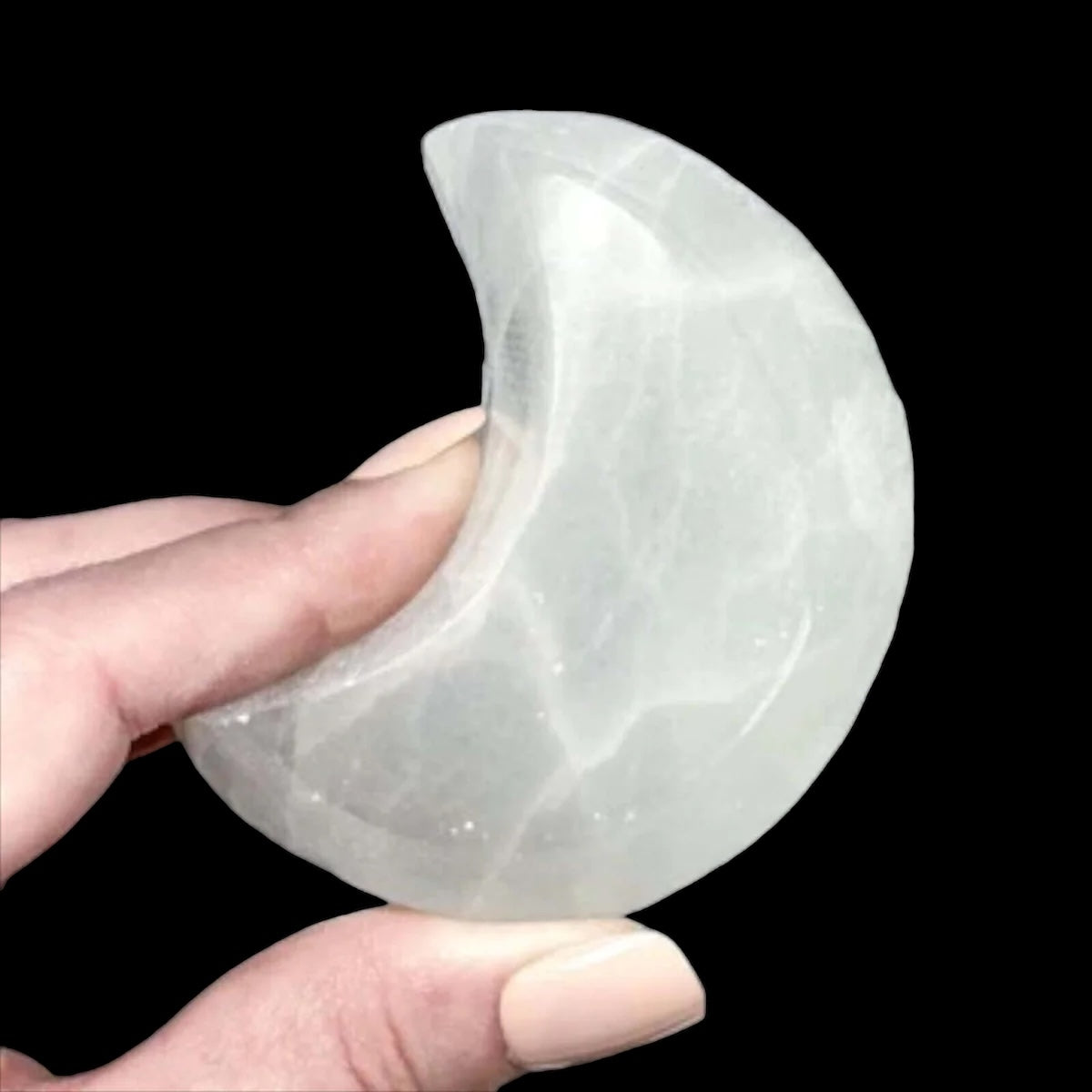 Selenite Crescent Moon Dish for Cleansing and Clarity Mooncat Crystals