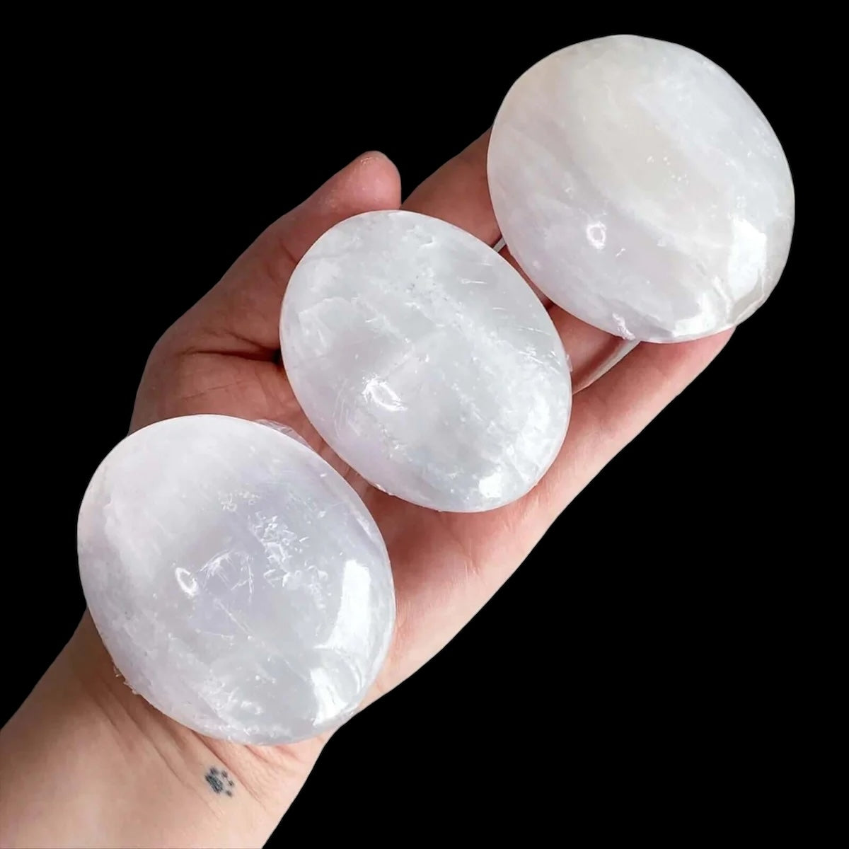 Selenite Palm Stone for Cleansing and Clarity Mooncat Crystals