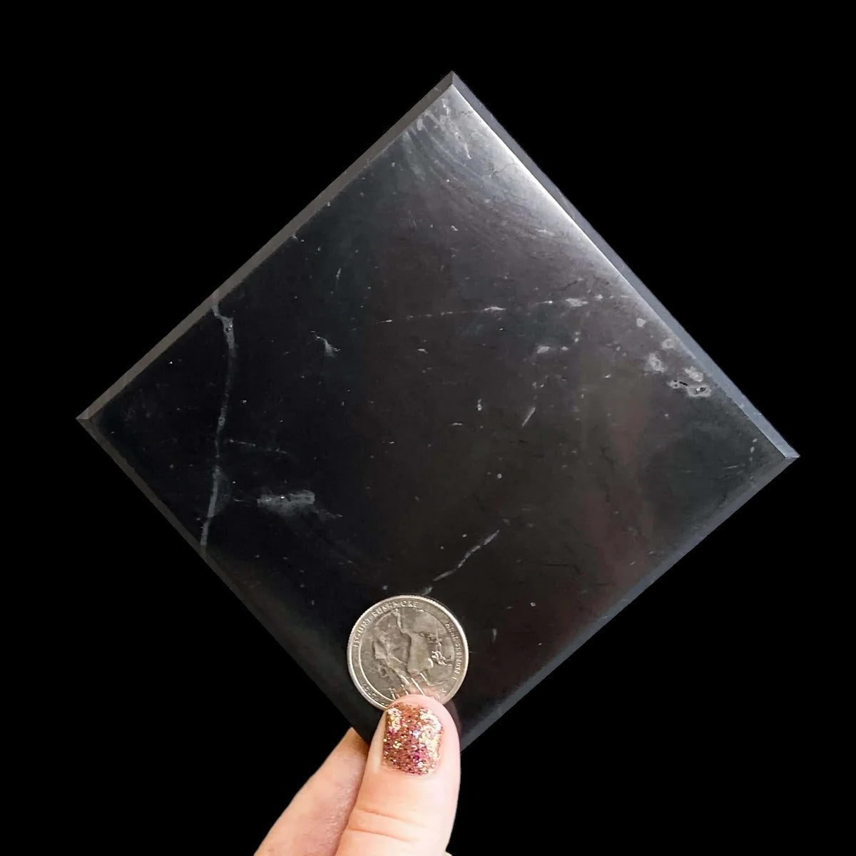 Shungite Square Tile for Purification and Protection | 4” Mooncat Crystals