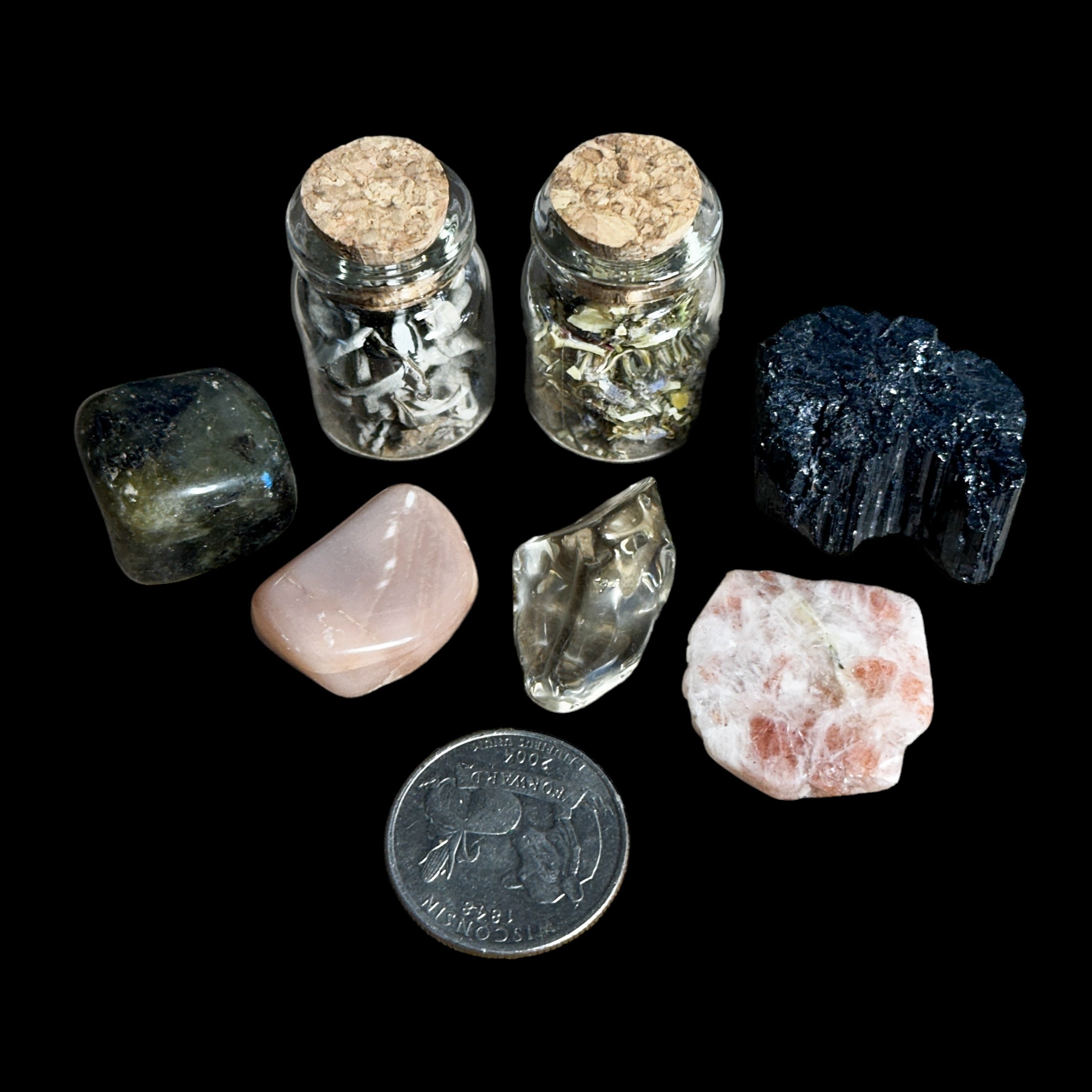 Total Solar Eclipse-Charged Crystal Kit for Transformation and Empowerment Mooncat Crystals