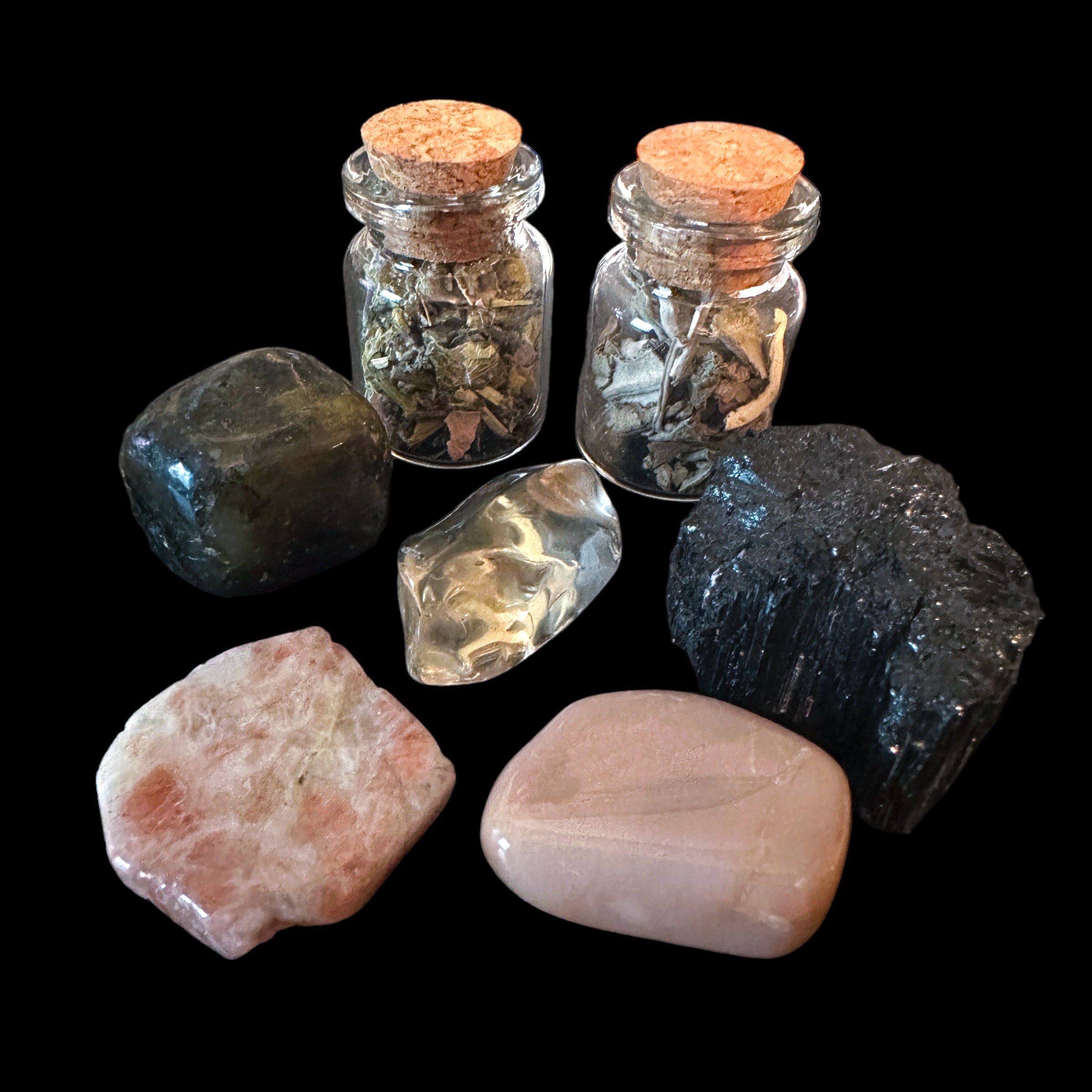 Total Solar Eclipse-Charged Crystal Kit for Transformation and Empowerment Mooncat Crystals