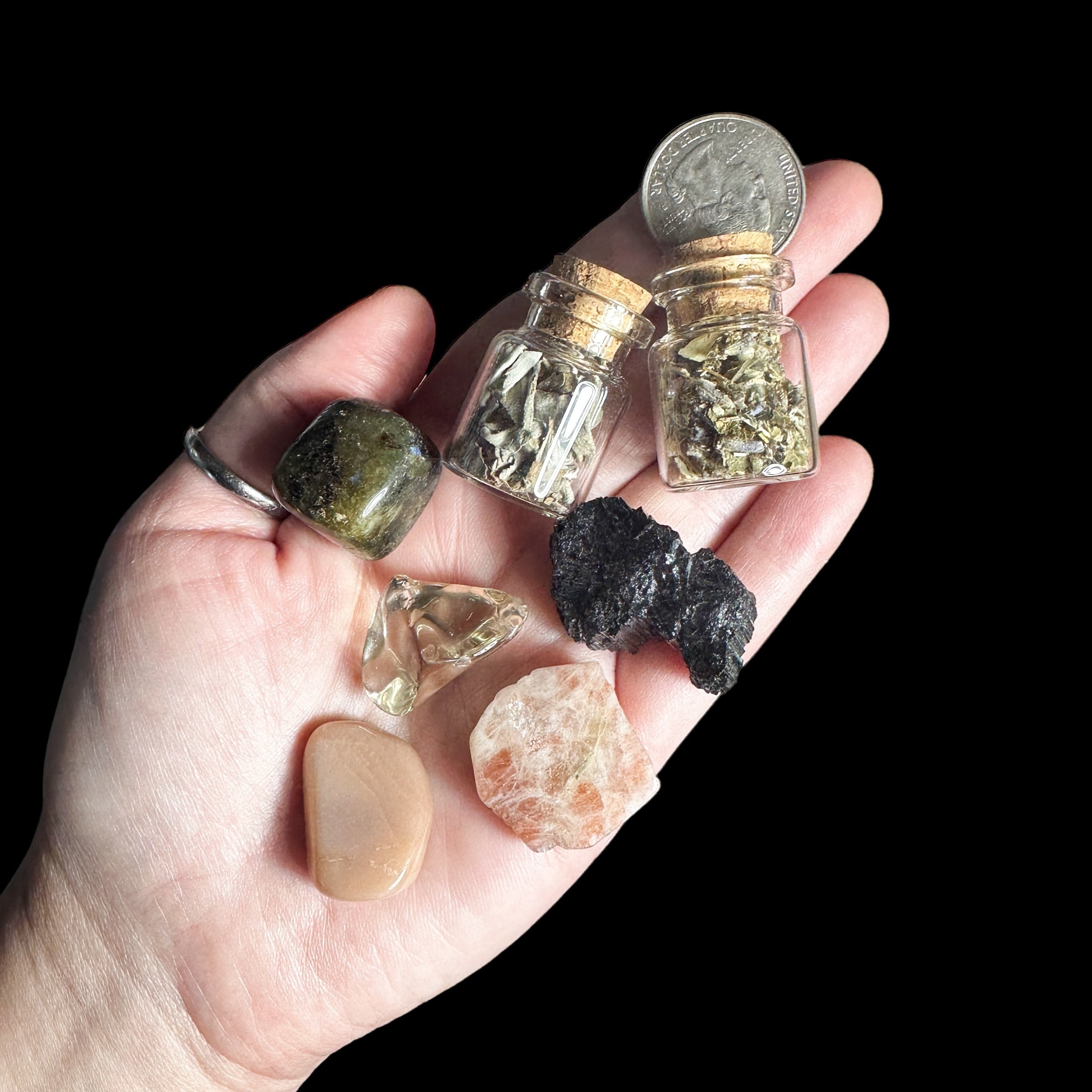 Total Solar Eclipse-Charged Crystal Kit for Transformation and Empowerment Mooncat Crystals