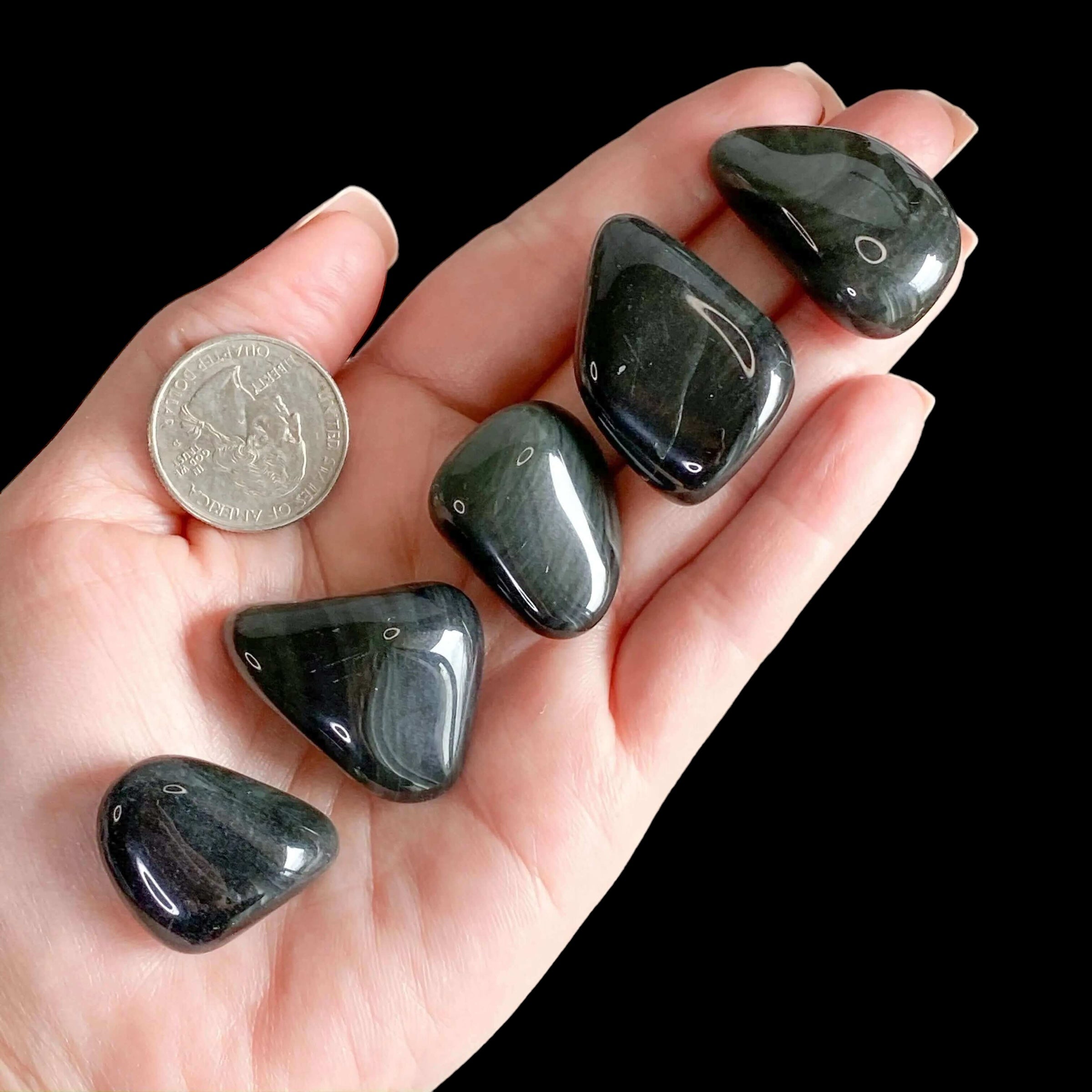 Velvet Sheen Obsidian Tumble for Insight and Transformation | 1 Piece Mooncat Crystals