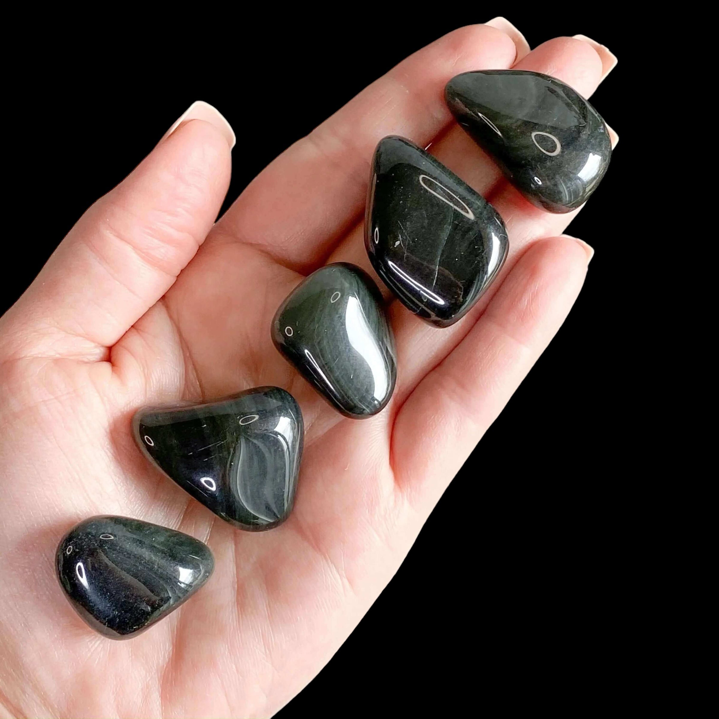 Velvet Sheen Obsidian Tumble for Insight and Transformation | 1 Piece Mooncat Crystals