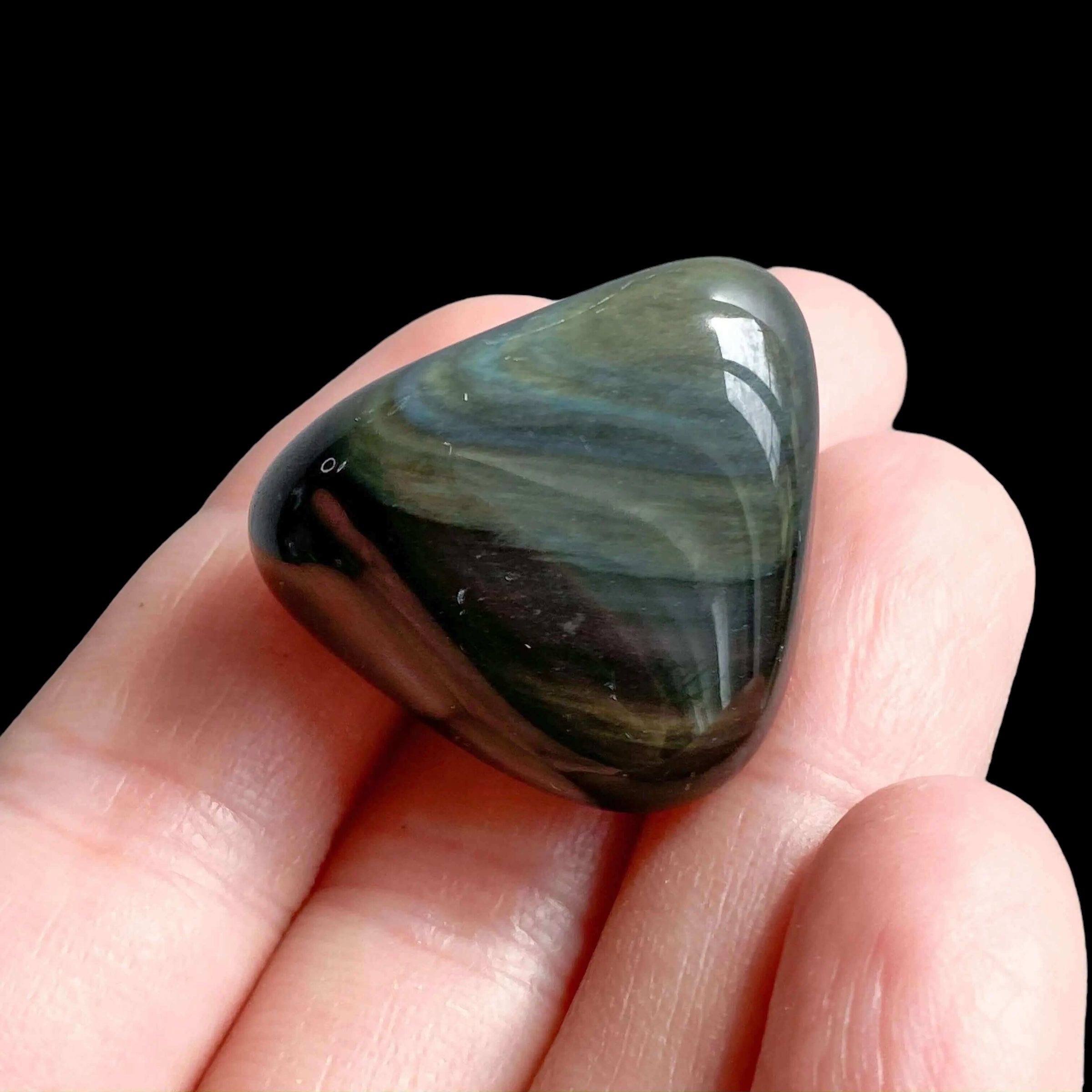 Velvet Sheen Obsidian Tumble for Insight and Transformation | 1 Piece Mooncat Crystals