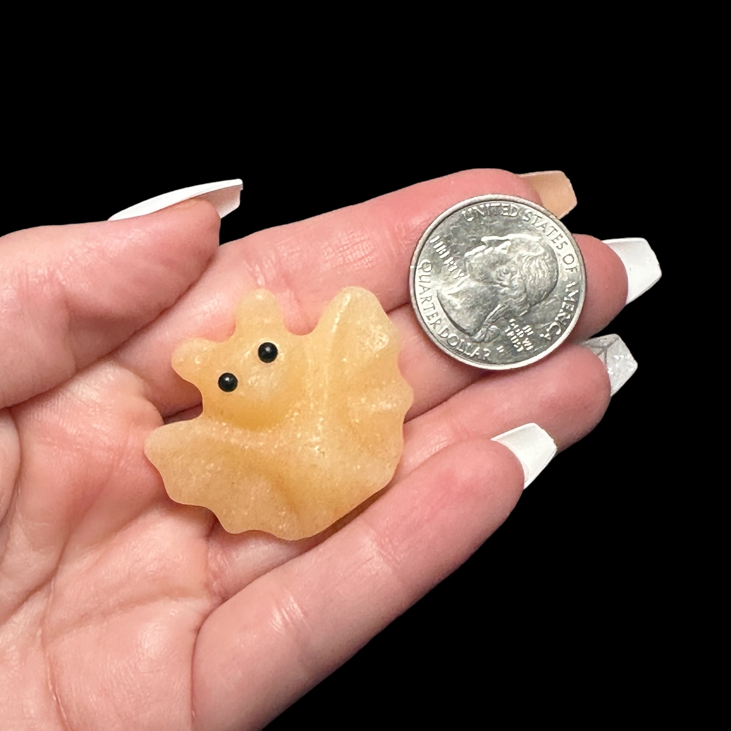 Yellow Calcite Bat Halloween Carved Crystal Mooncat Crystals