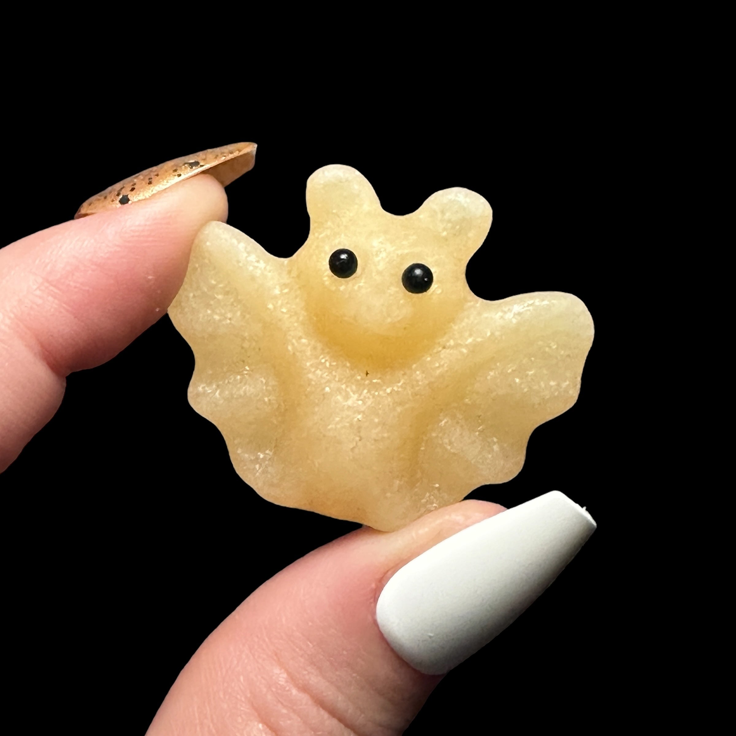 Yellow Calcite Bat Halloween Carved Crystal Mooncat Crystals