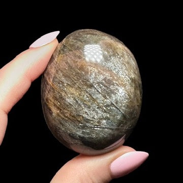 Black Moonstone Palm Stone | Stock A - Mooncat Crystals